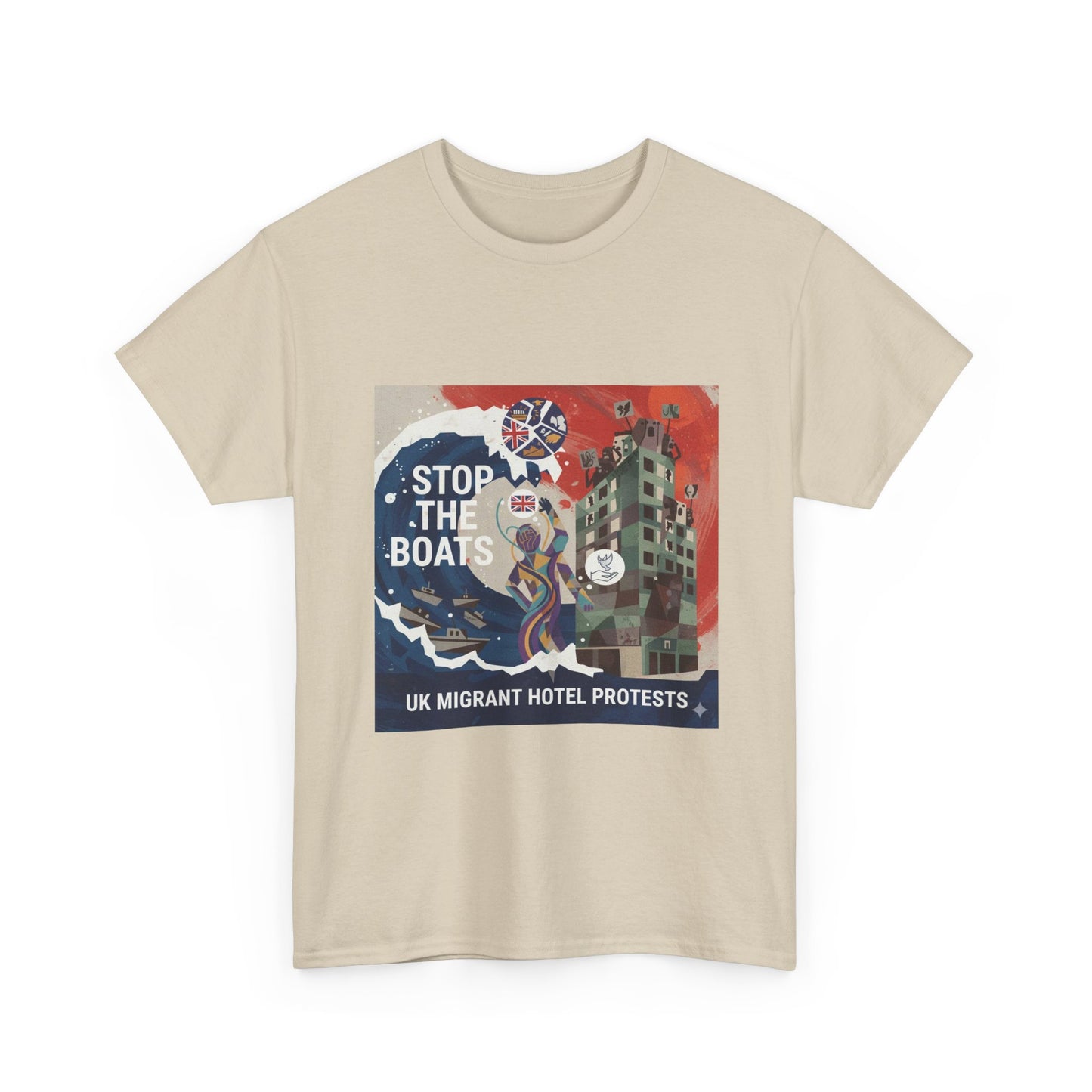 Amazing graphics stop the boats Protest Graphic Tee, T-Shirt, Unisex Cotton Shirt for Activism, Casual Wear, Gift for Advocates, Statement Clothing