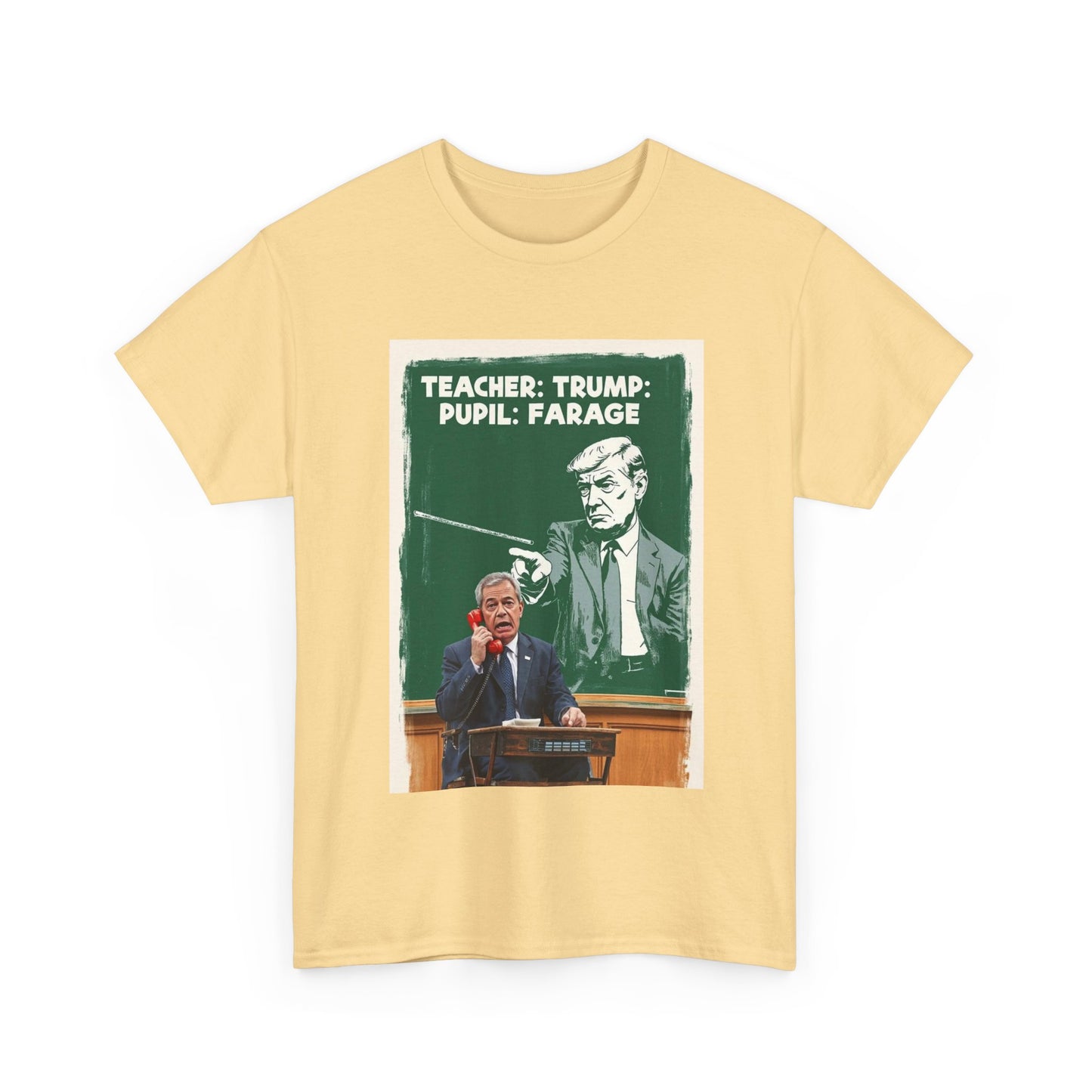 Political Humor Tee: Teacher Trump & Pupil Farage Graphic Shirt