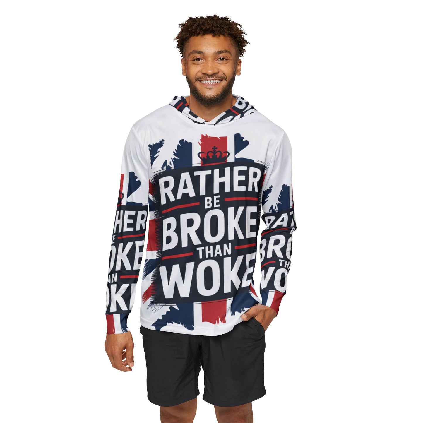 id rather be broke than woke stop the boats Men's Sports Warmup Hoodie (AOP)