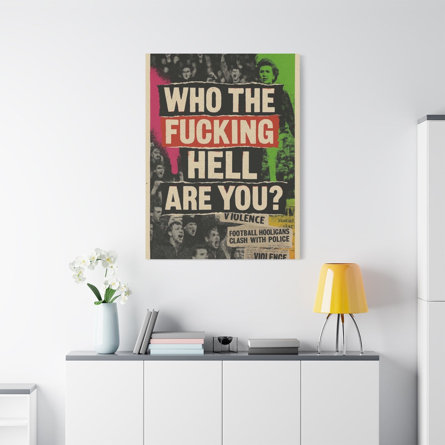 80s retro hooligan terrace chant classic design - Bold Art Canvas Print, Urban Decor, Wall Art for Home, Gift for Friends, Office Wall Decoration, Motivational Artwork