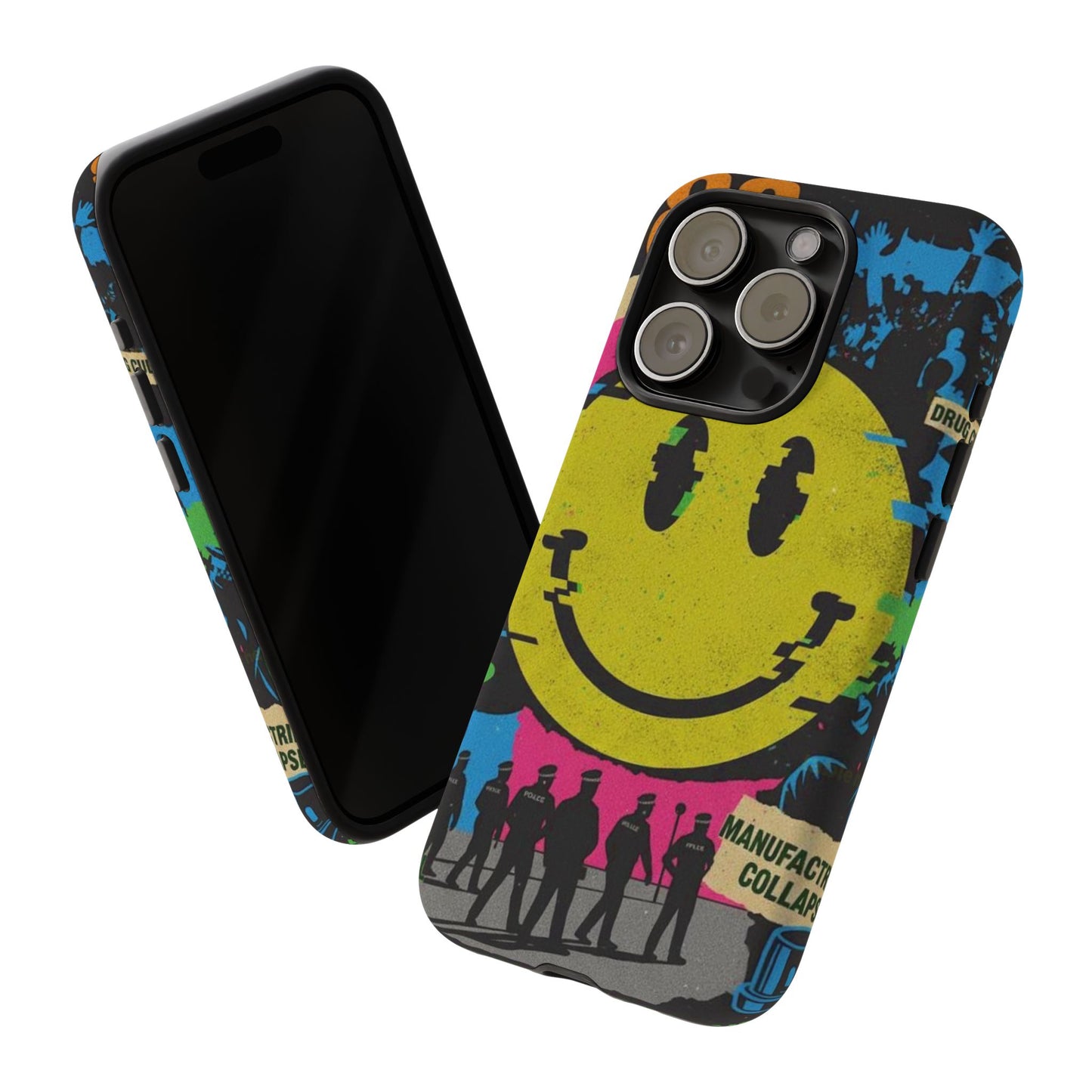 Acid house rave Vibrant iPhone Case, Tough Cases, Smiley Face Phone Cover, Fun Accessory, Colorful Phone Protector, Gift for Teenagers
