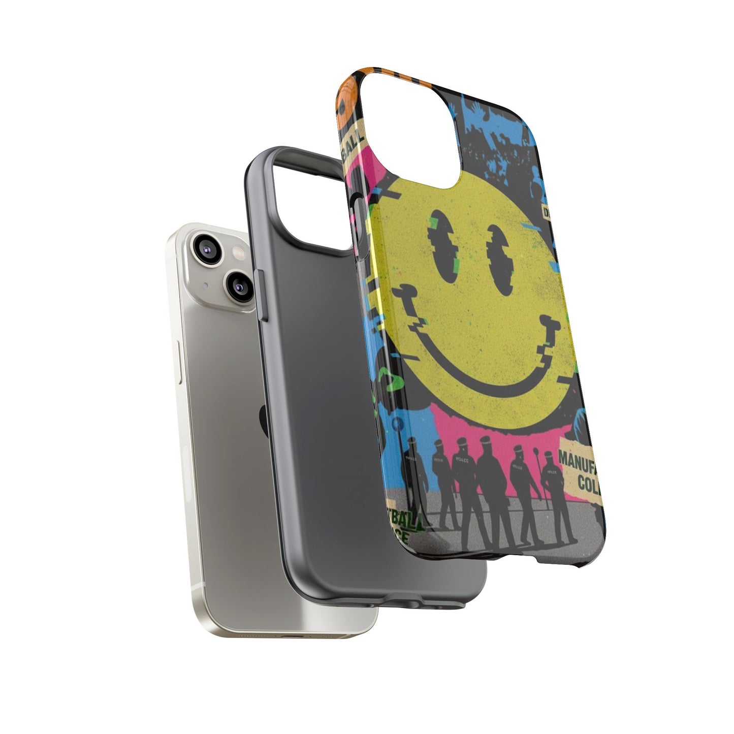 Acid house rave Vibrant iPhone Case, Tough Cases, Smiley Face Phone Cover, Fun Accessory, Colorful Phone Protector, Gift for Teenagers