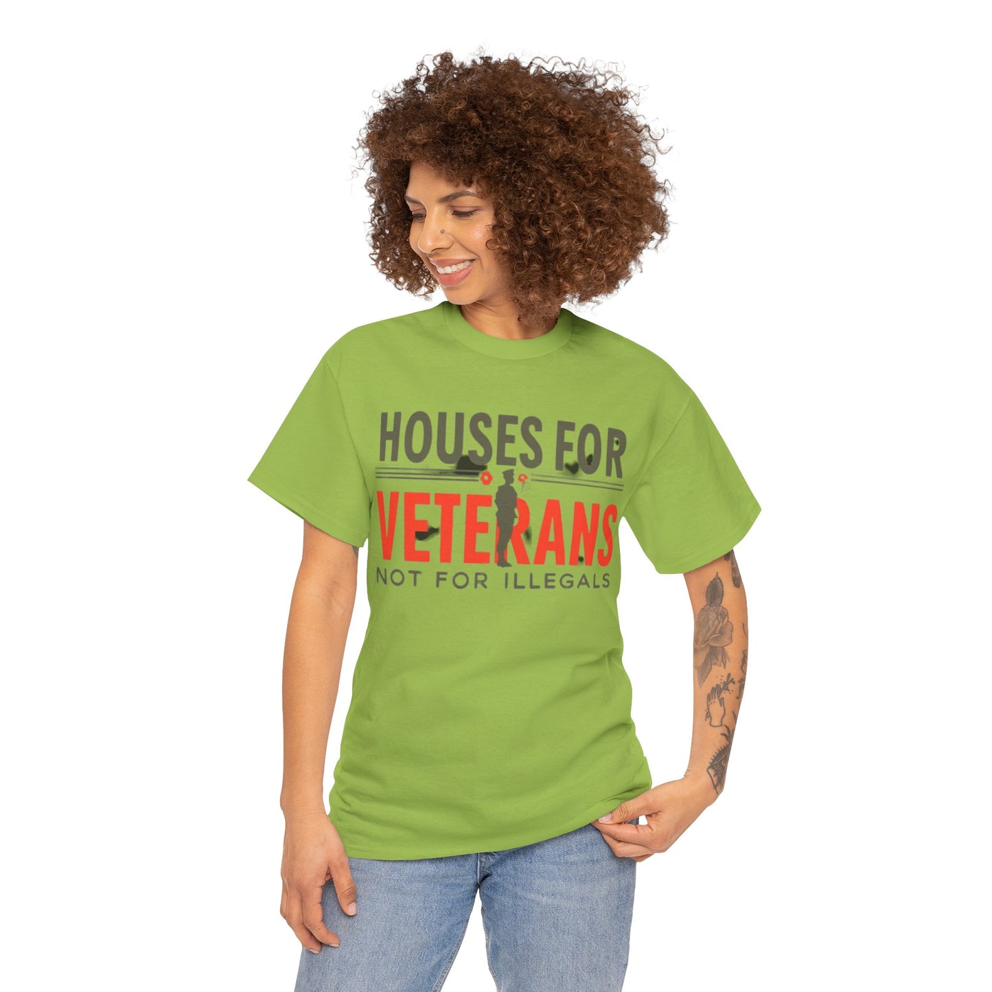 Unisex Heavy Cotton Tee - 'Houses for Veterans not for illegals' Statement Shirt for Supporters, Patriotic Gifts, Veteran Advocacy Apparel, Everyday [...]