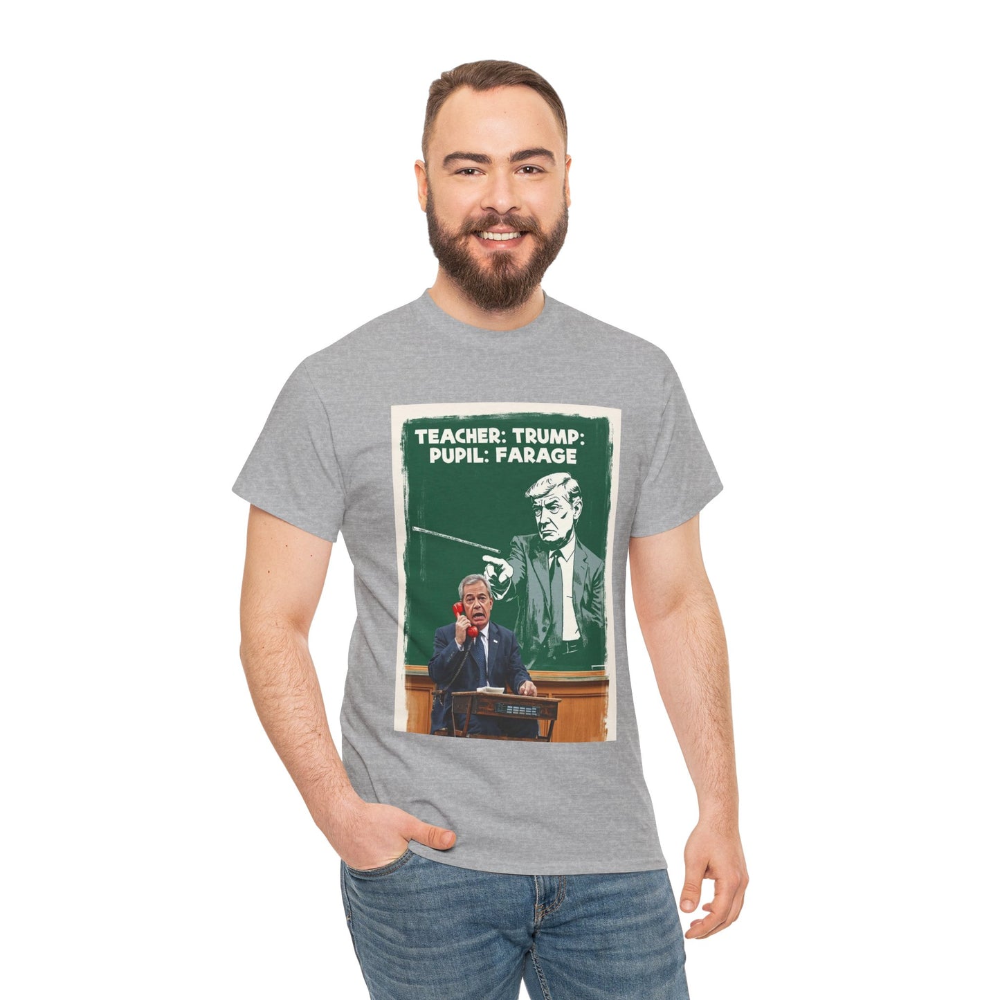 Political Humor Tee: Teacher Trump & Pupil Farage Graphic Shirt