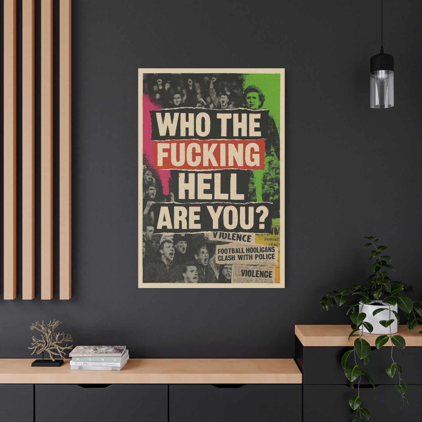 80s retro hooligan terrace chant classic design - Bold Art Canvas Print, Urban Decor, Wall Art for Home, Gift for Friends, Office Wall Decoration, Motivational Artwork