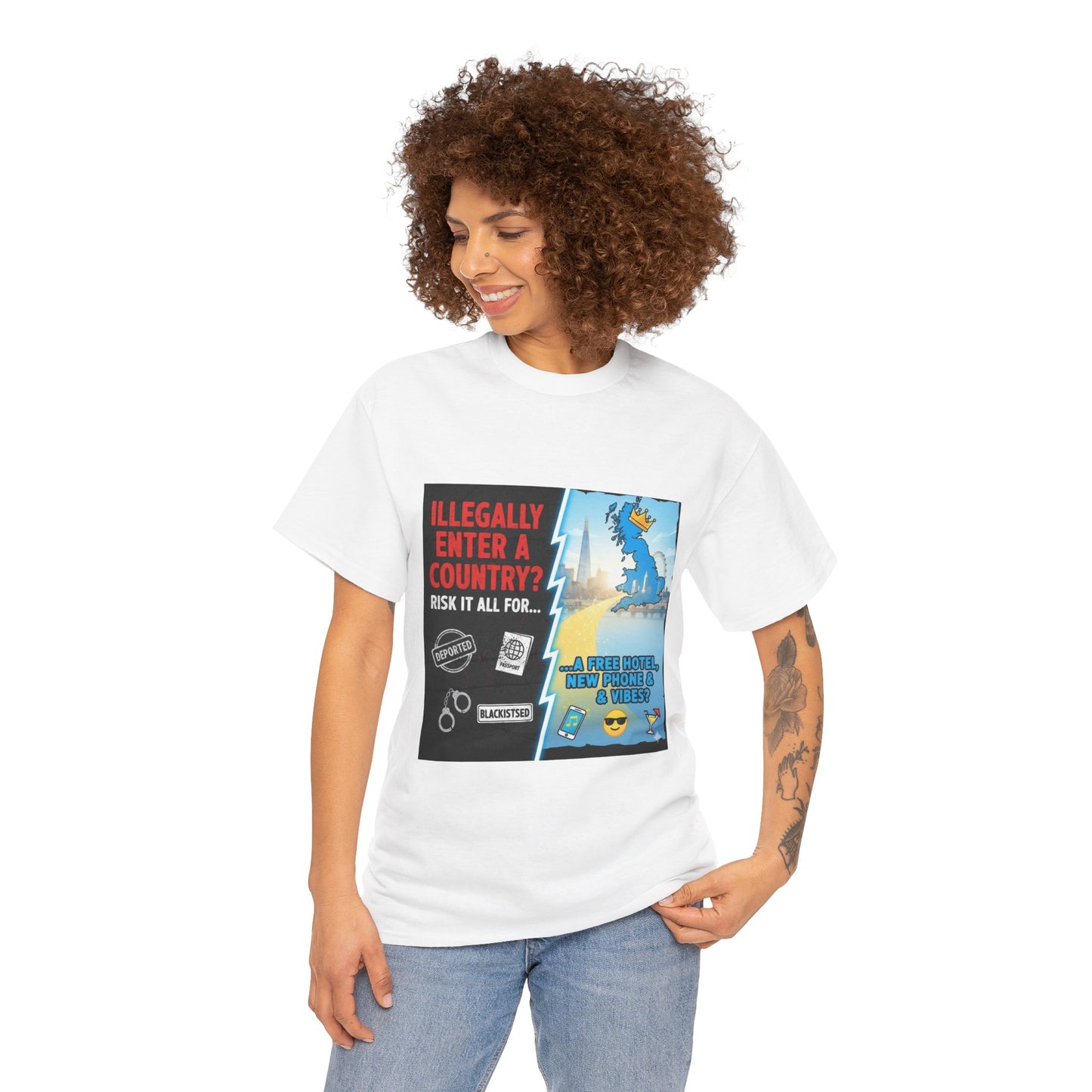 Enter illegally get free hotel t shirt - Bold Statement T-Shirt - Unisex Tee for Casual Wear, Gift for Friends, Humor Style, Graphic Tee, Perfect for Celebrations