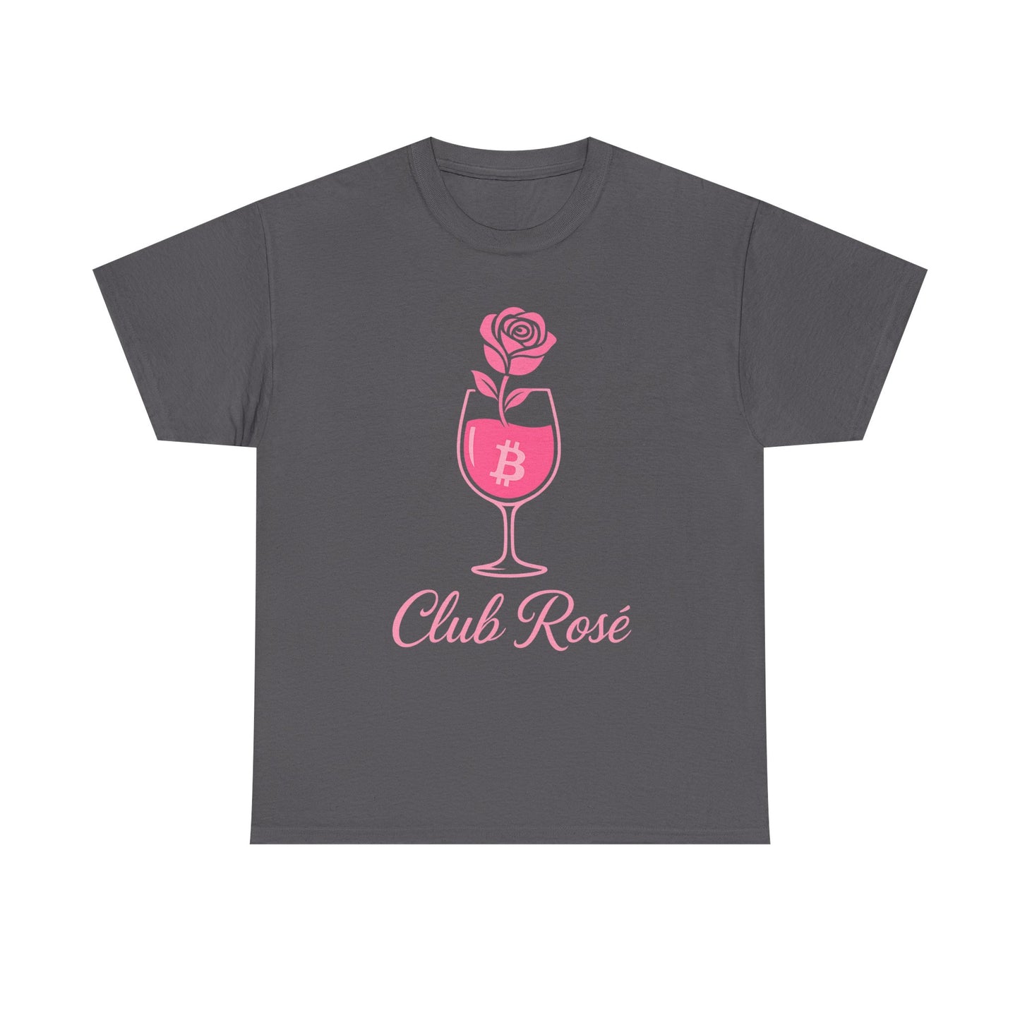 Stylish Club Rose Bitcoin-Themed Tee - Club Rosé Design, Unisex Heavy Cotton Shirt, Perfect for Parties, Casual Outings, Gift for Crypto Lovers