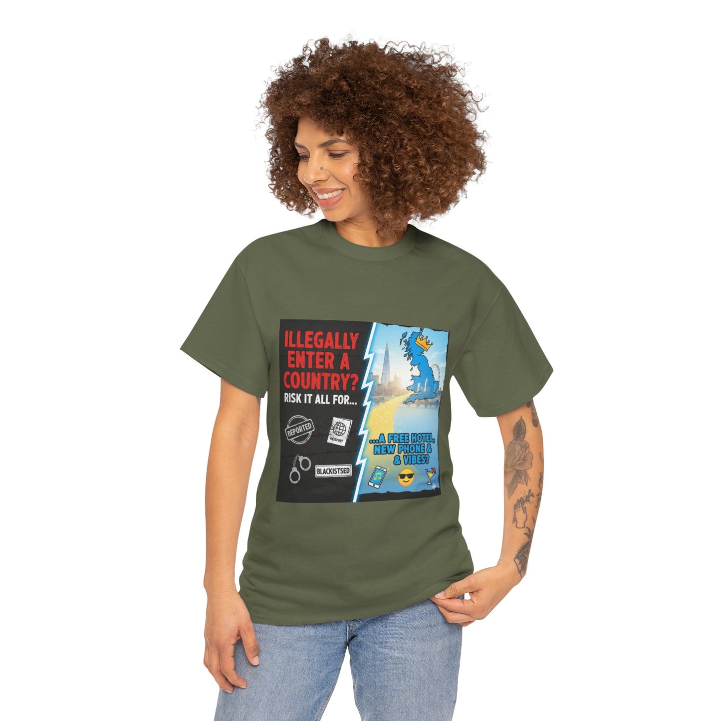 Enter illegally get free hotel t shirt - Bold Statement T-Shirt - Unisex Tee for Casual Wear, Gift for Friends, Humor Style, Graphic Tee, Perfect for Celebrations