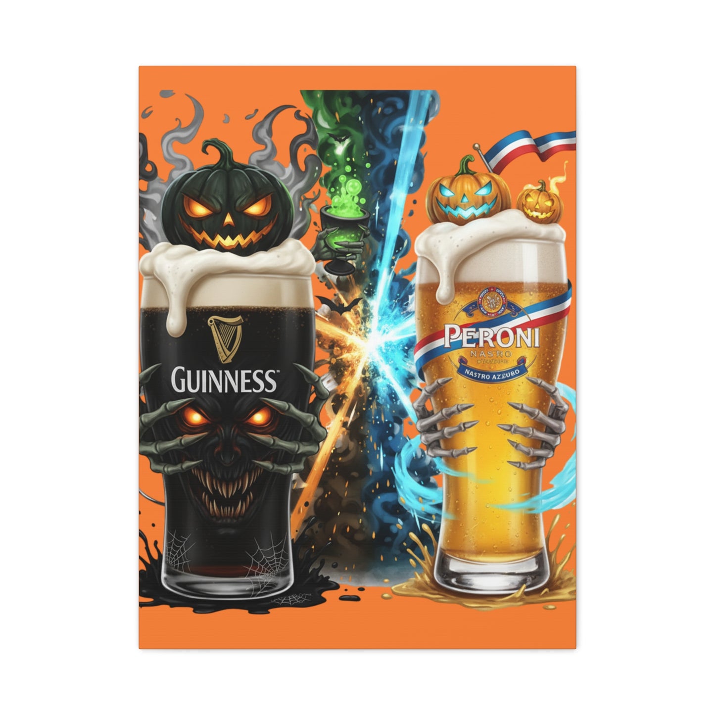 Halloween Guiness Beer Canvas Art Print, Spooky Wall Decor for Pub, Bar, Halloween Party, Unique Gift for Beer Lovers