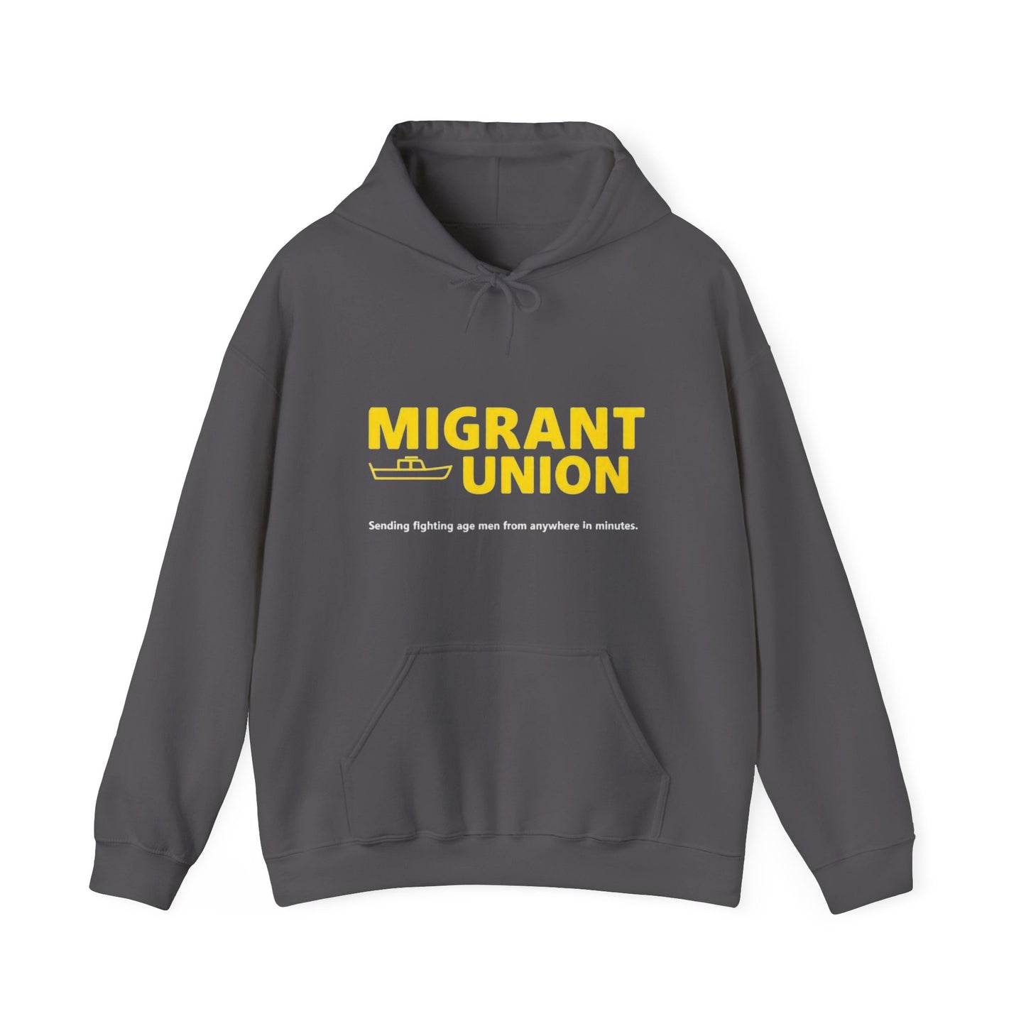 Migrant Union Hooded Sweatshirt, Unisex Sweatshirt, Cozy Layer, Activism Apparel, Streetwear, Gift for Protesters, Conscious Fashion