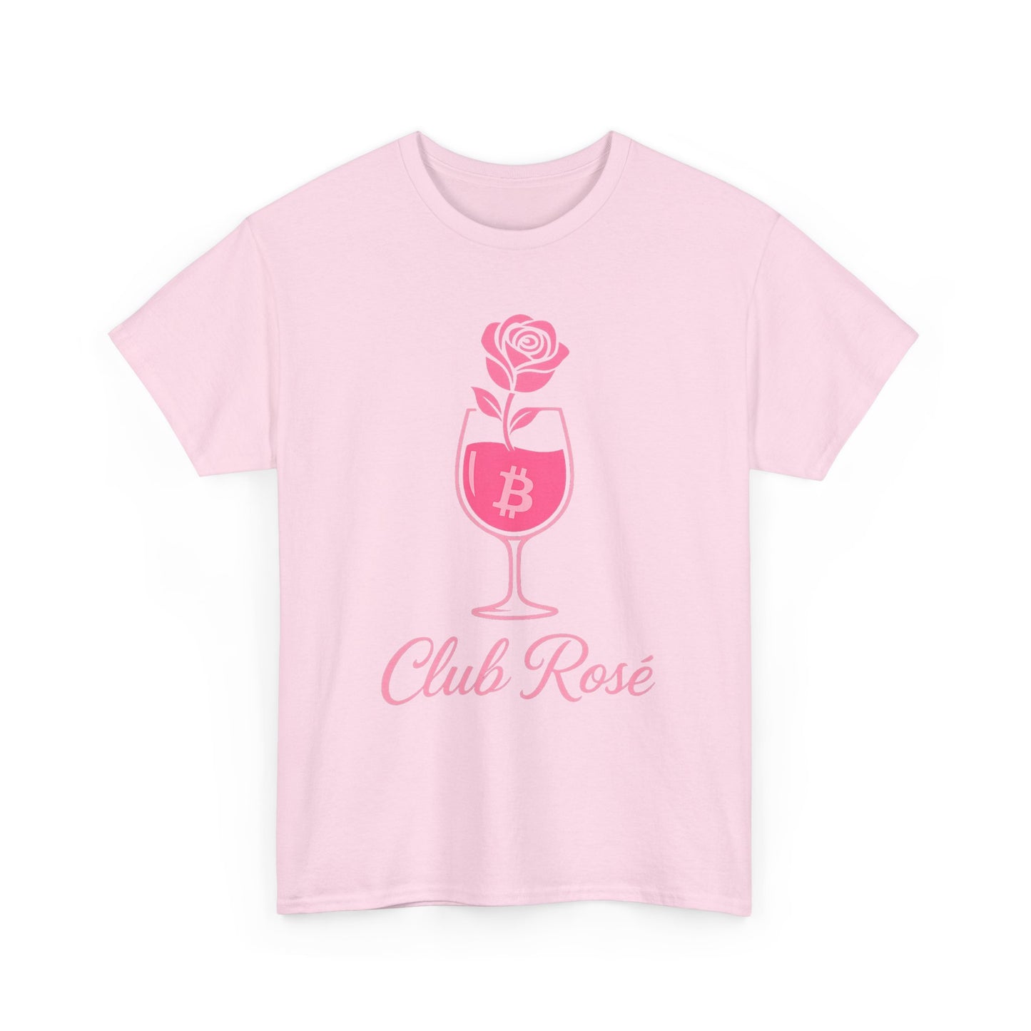 Stylish Club Rose Bitcoin-Themed Tee - Club Rosé Design, Unisex Heavy Cotton Shirt, Perfect for Parties, Casual Outings, Gift for Crypto Lovers