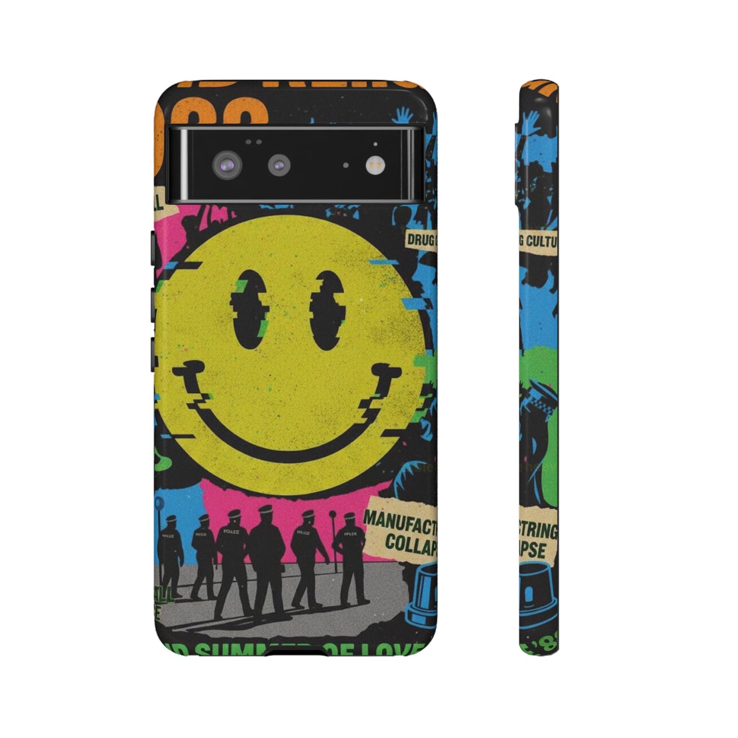 Acid house rave Vibrant iPhone Case, Tough Cases, Smiley Face Phone Cover, Fun Accessory, Colorful Phone Protector, Gift for Teenagers