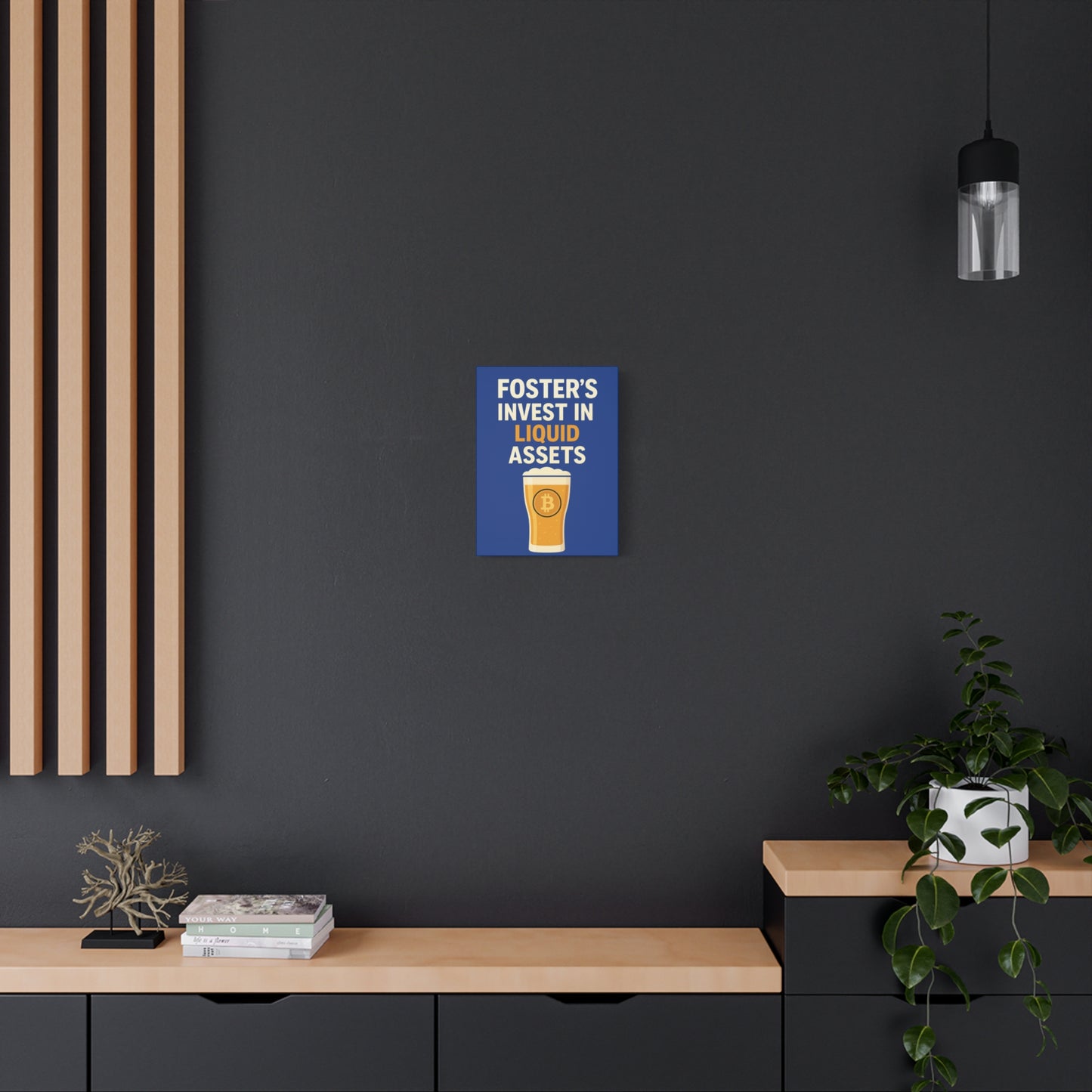 Bitcoin Liquid Assets Fosters Canvas Art, Wall Decor, Cryptocurrency Gift, Modern Home Art, Unique Beer Themed Decoration