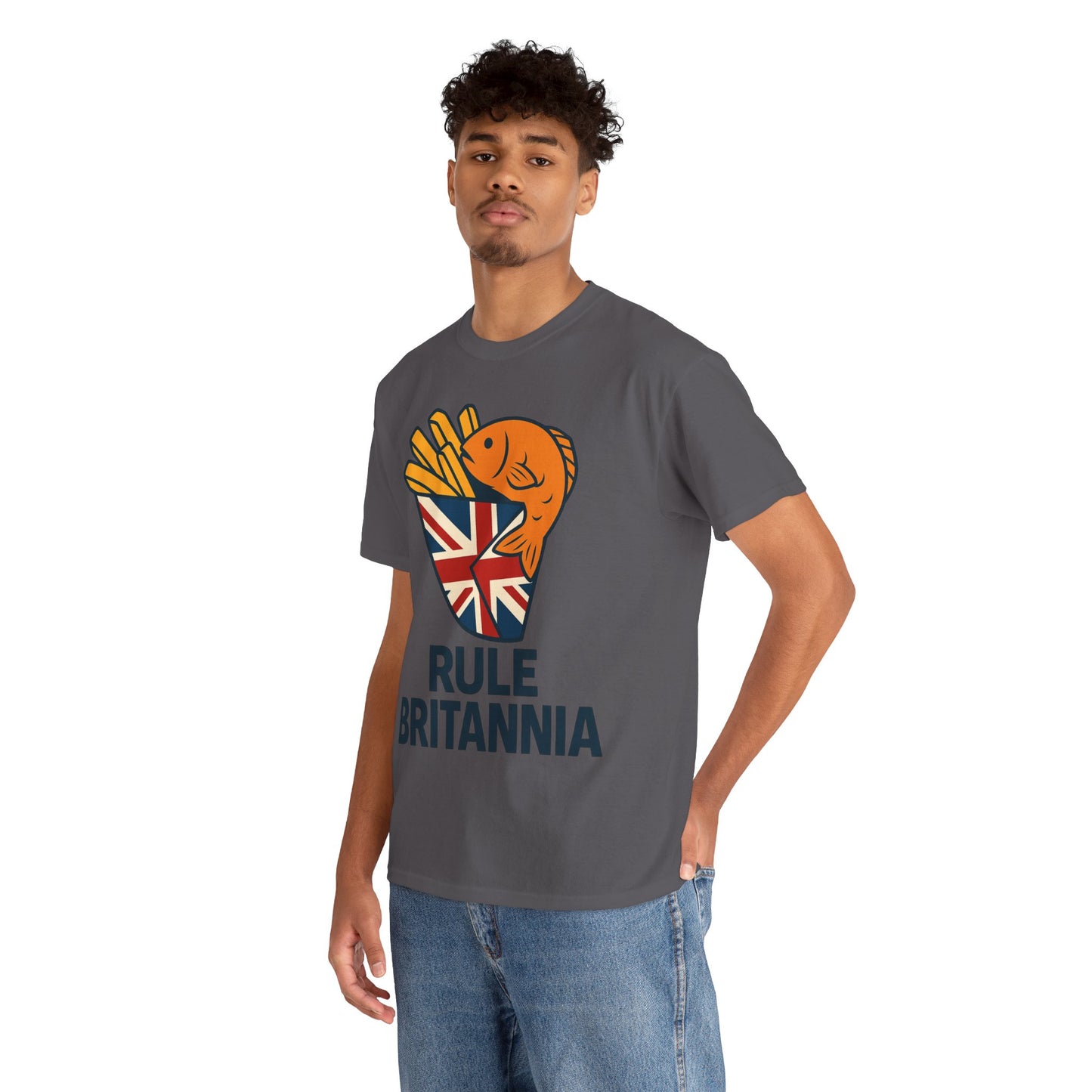 Fish & chips inspired Graphic Tee, Rule Britannia, Unisex Cotton T-Shirt, Casual Wear, Gift for Fish Lovers, Fun British Humor Shirt