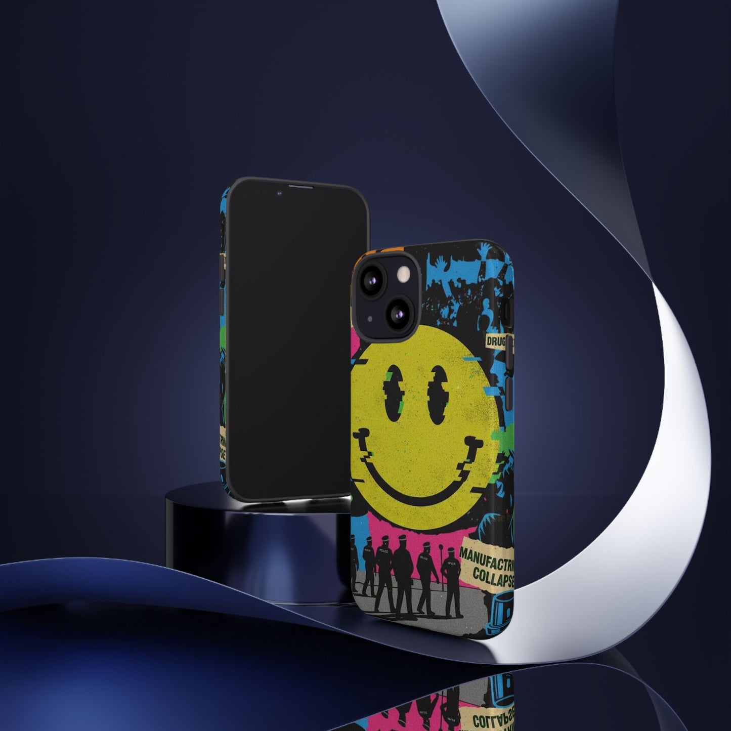Acid house rave Vibrant iPhone Case, Tough Cases, Smiley Face Phone Cover, Fun Accessory, Colorful Phone Protector, Gift for Teenagers