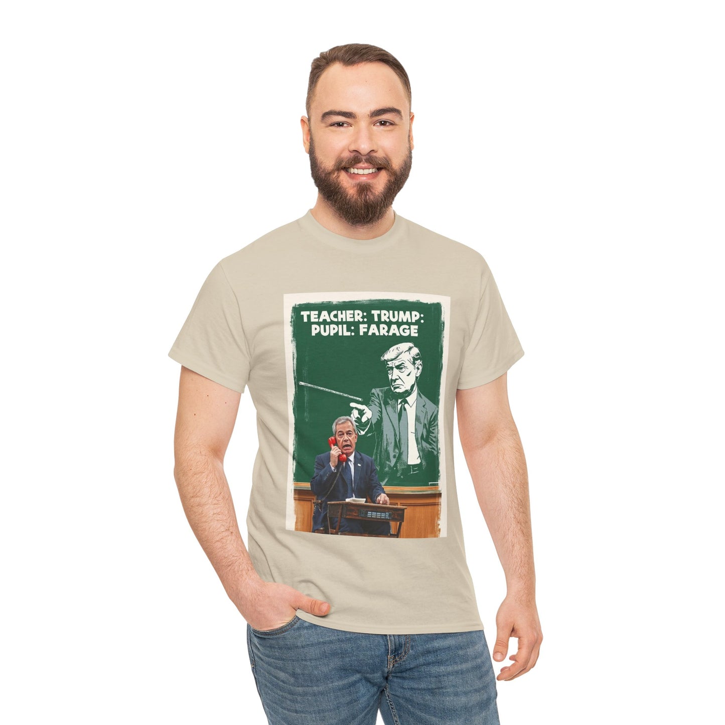 Political Humor Tee: Teacher Trump & Pupil Farage Graphic Shirt