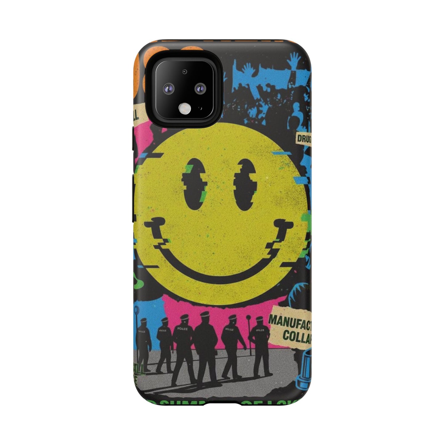 Acid house rave Vibrant iPhone Case, Tough Cases, Smiley Face Phone Cover, Fun Accessory, Colorful Phone Protector, Gift for Teenagers