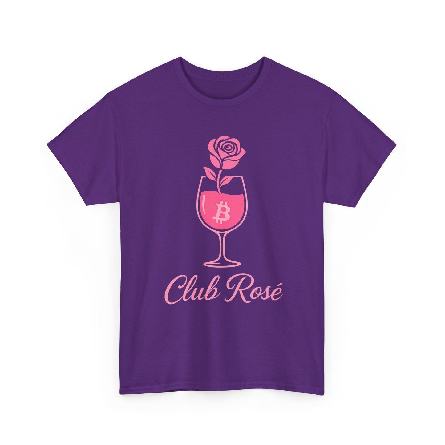 Stylish Club Rose Bitcoin-Themed Tee - Club Rosé Design, Unisex Heavy Cotton Shirt, Perfect for Parties, Casual Outings, Gift for Crypto Lovers