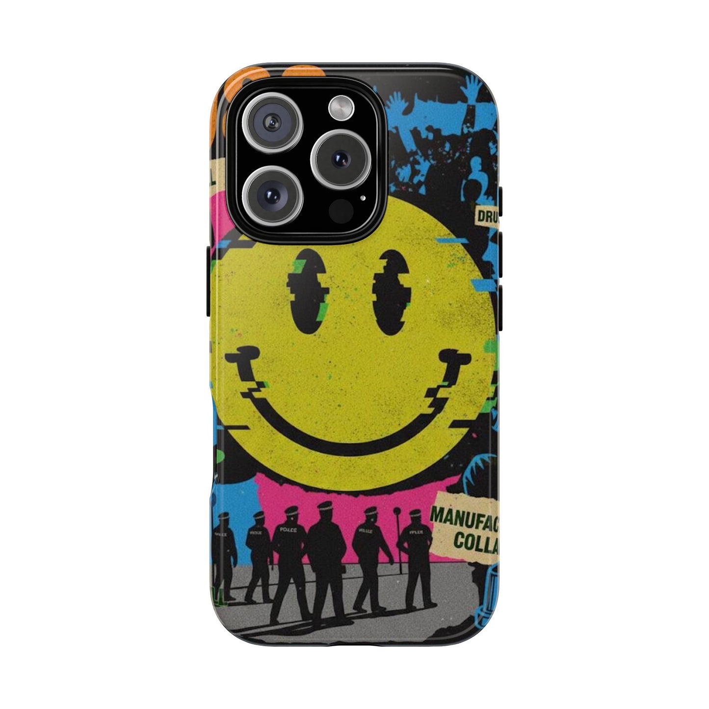 Acid house rave Vibrant iPhone Case, Tough Cases, Smiley Face Phone Cover, Fun Accessory, Colorful Phone Protector, Gift for Teenagers