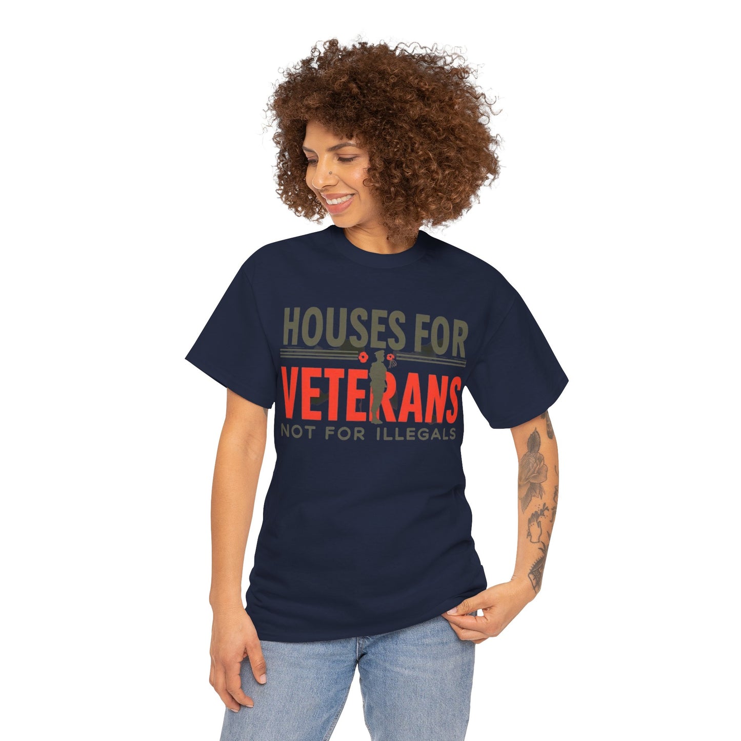 Unisex Heavy Cotton Tee - 'Houses for Veterans not for illegals' Statement Shirt for Supporters, Patriotic Gifts, Veteran Advocacy Apparel, Everyday [...]