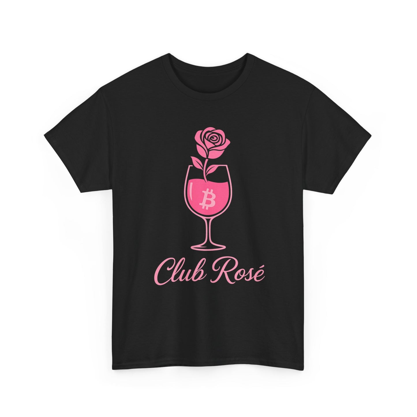 Stylish Club Rose Bitcoin-Themed Tee - Club Rosé Design, Unisex Heavy Cotton Shirt, Perfect for Parties, Casual Outings, Gift for Crypto Lovers