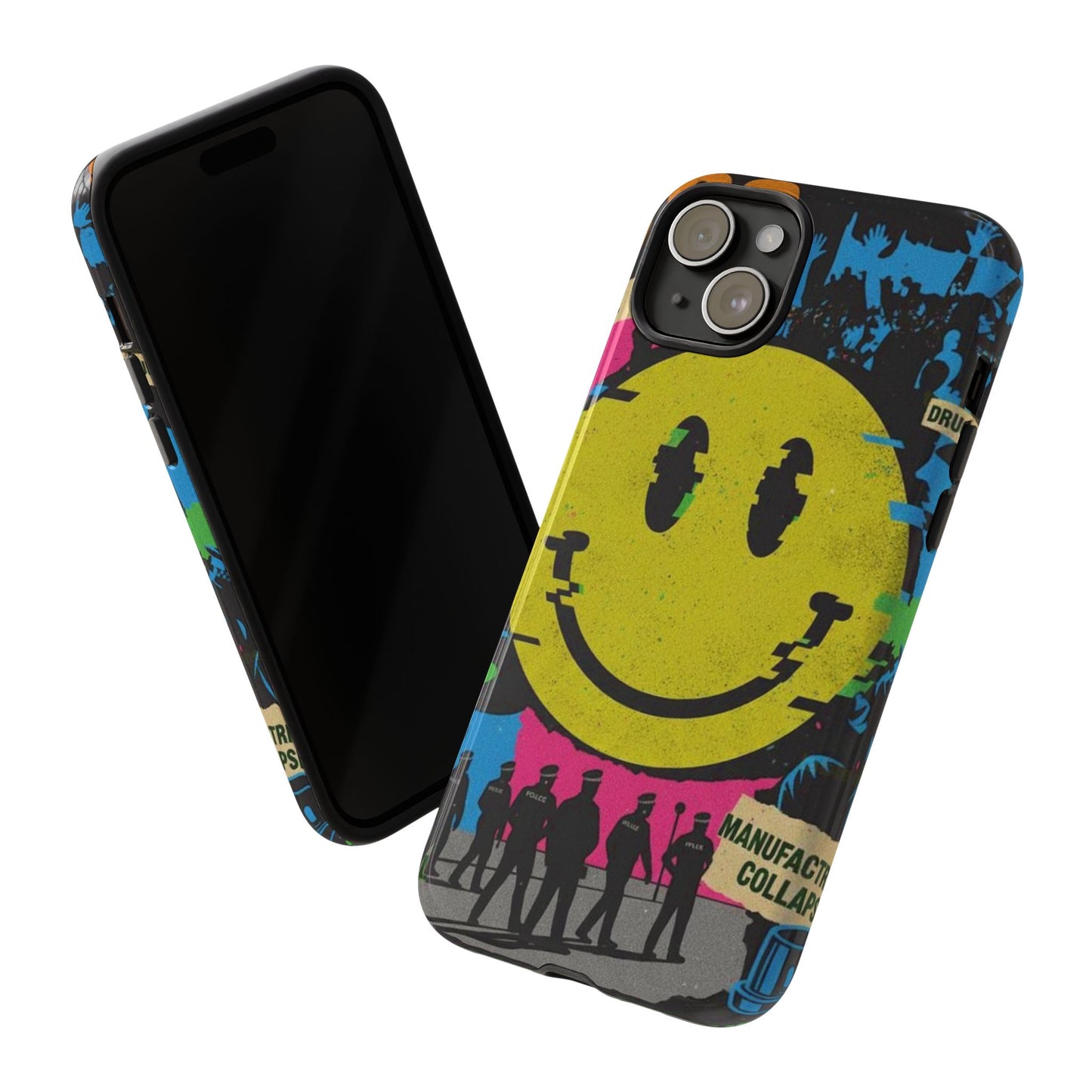 Acid house rave Vibrant iPhone Case, Tough Cases, Smiley Face Phone Cover, Fun Accessory, Colorful Phone Protector, Gift for Teenagers