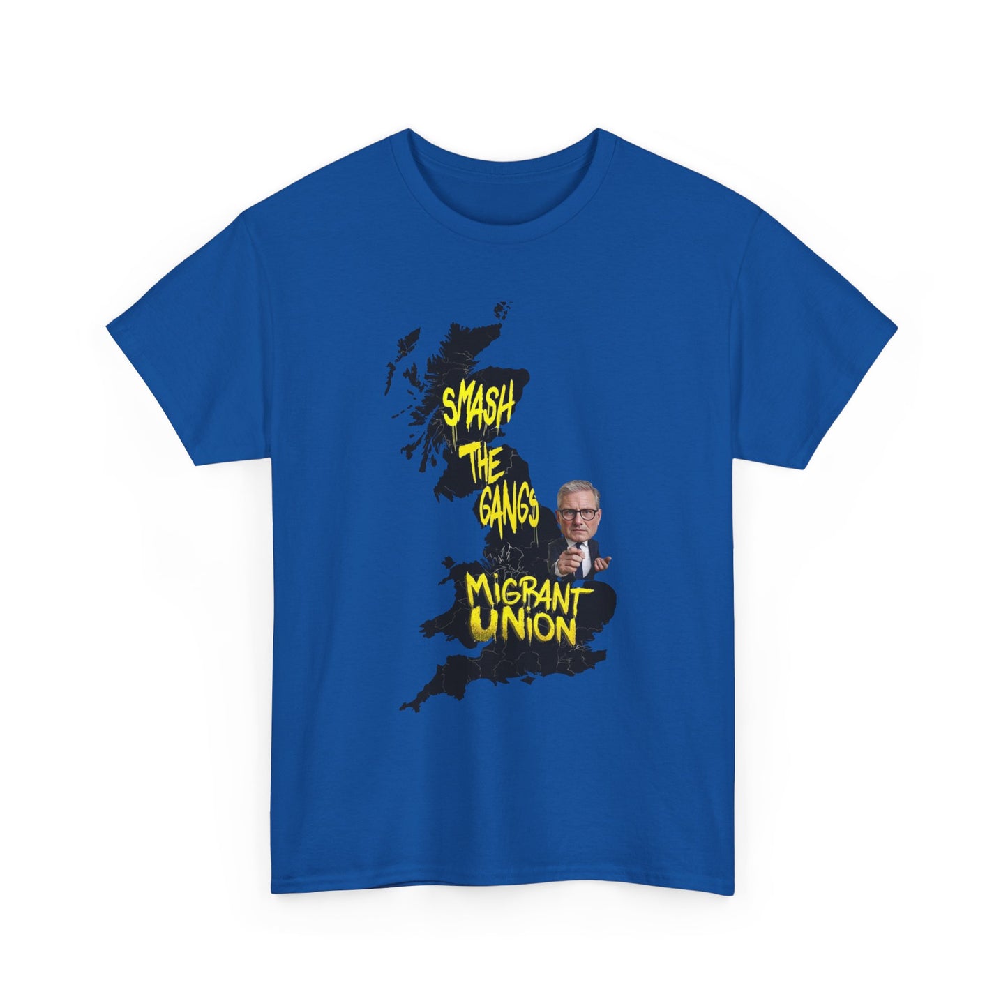 MIGRANT UNION starmer smash the gangs edition - Graphic Unisex Cotton Tee | Smash the Camps, Migrant Union | Protest Wear, Street Style, Music Festival, Casual Outfit