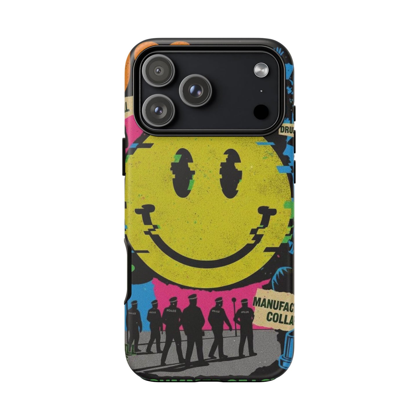 Acid house rave Vibrant iPhone Case, Tough Cases, Smiley Face Phone Cover, Fun Accessory, Colorful Phone Protector, Gift for Teenagers