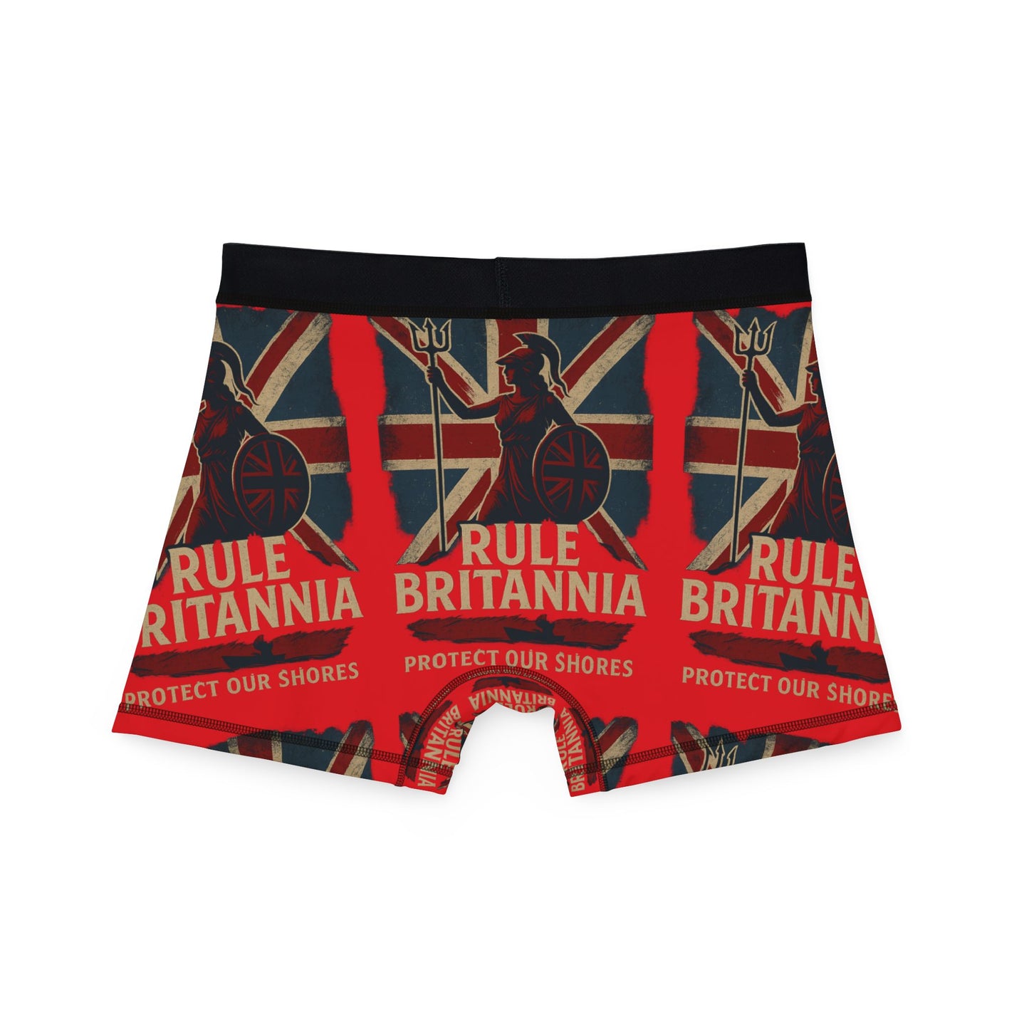Patriotic Men's Boxers, Fun Underwear Gift, Red Union Jack Boxers, Unique Men's Loungewear, Rule Britannia Theme