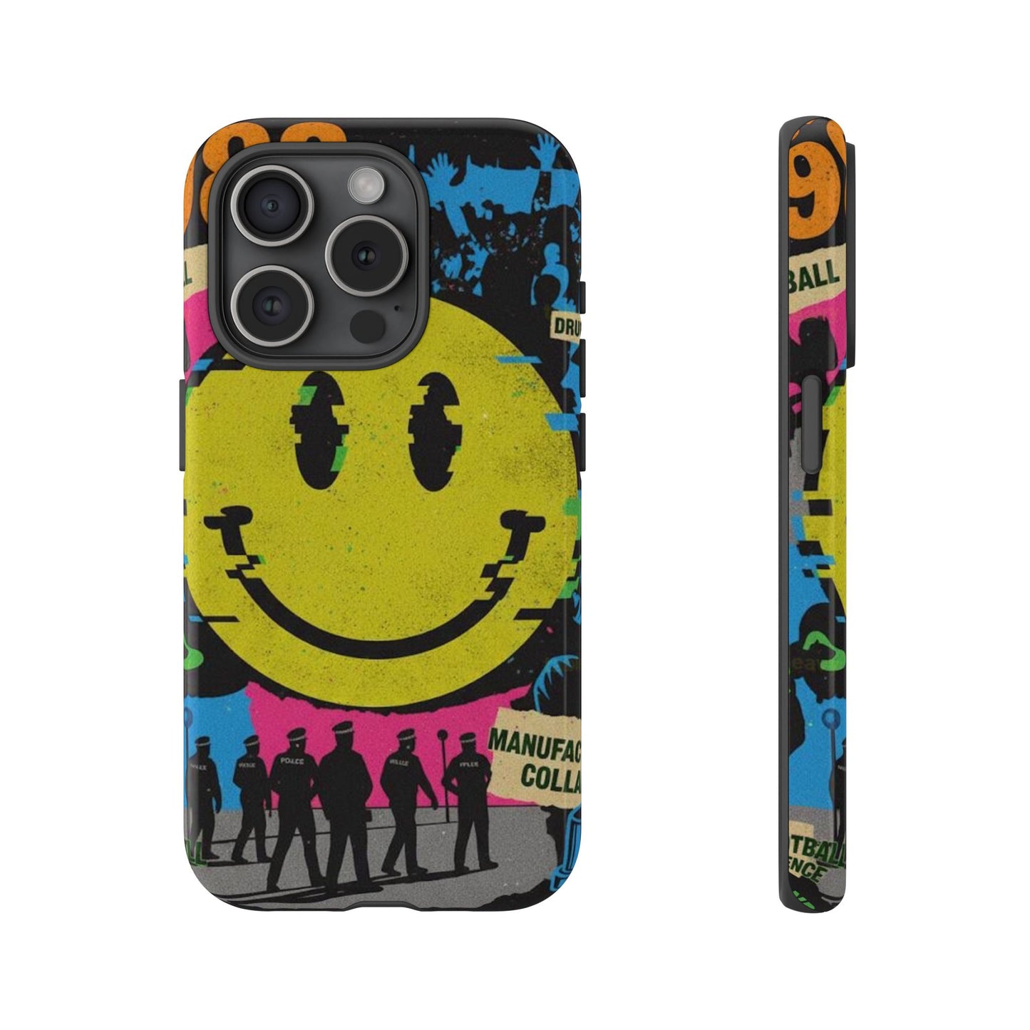 Acid house rave Vibrant iPhone Case, Tough Cases, Smiley Face Phone Cover, Fun Accessory, Colorful Phone Protector, Gift for Teenagers