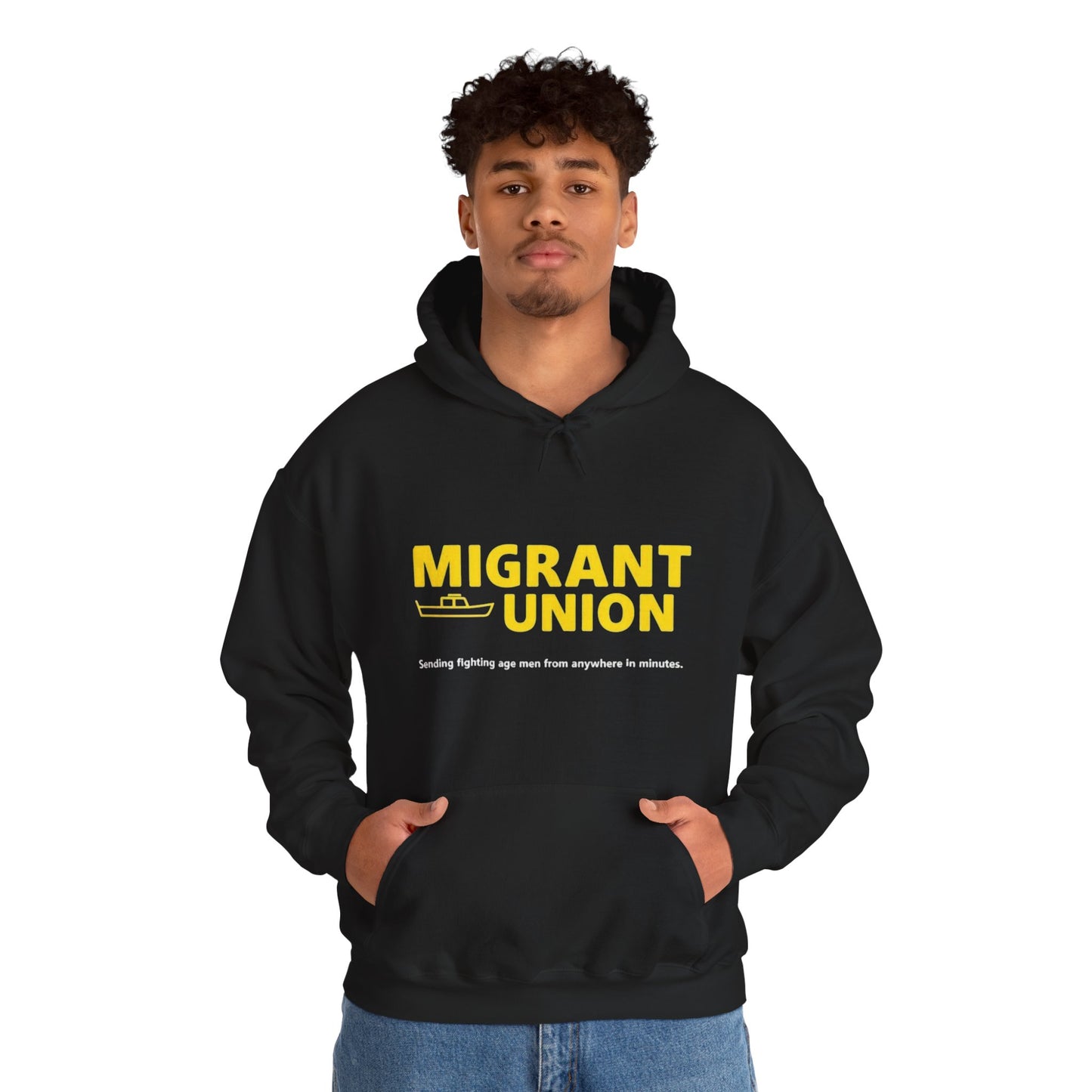 Migrant Union Hooded Sweatshirt, Unisex Sweatshirt, Cozy Layer, Activism Apparel, Streetwear, Gift for Protesters, Conscious Fashion