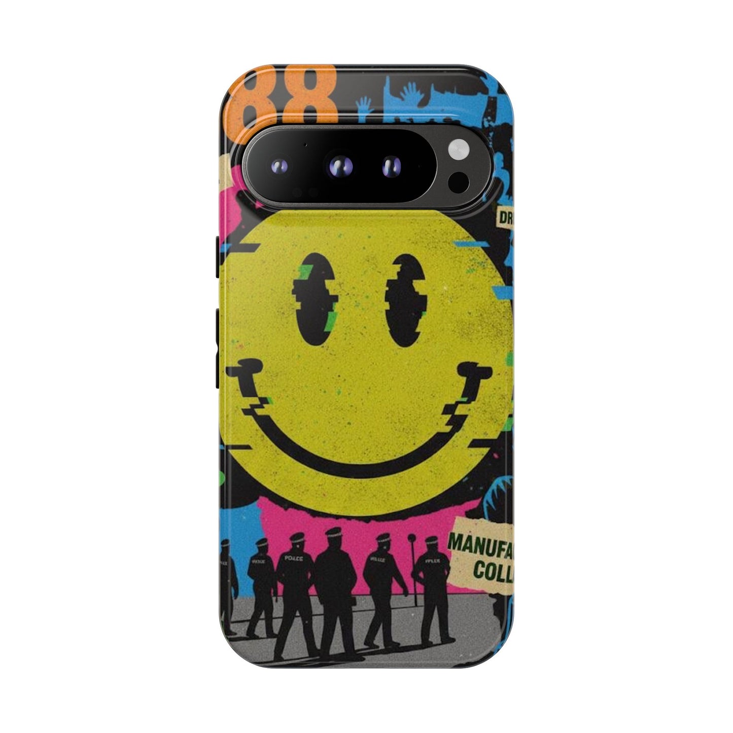 Acid house rave Vibrant iPhone Case, Tough Cases, Smiley Face Phone Cover, Fun Accessory, Colorful Phone Protector, Gift for Teenagers