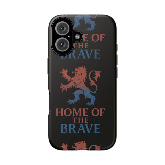 Bold Phone Case - Home of the Brave, Lion Design, Tough Protection, Patriotic Gift, Unique Smartphone Accessory
