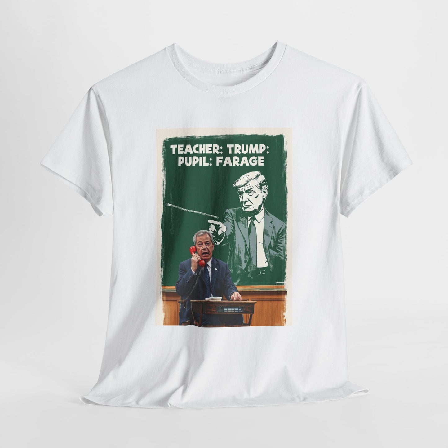Political Humor Tee: Teacher Trump & Pupil Farage Graphic Shirt
