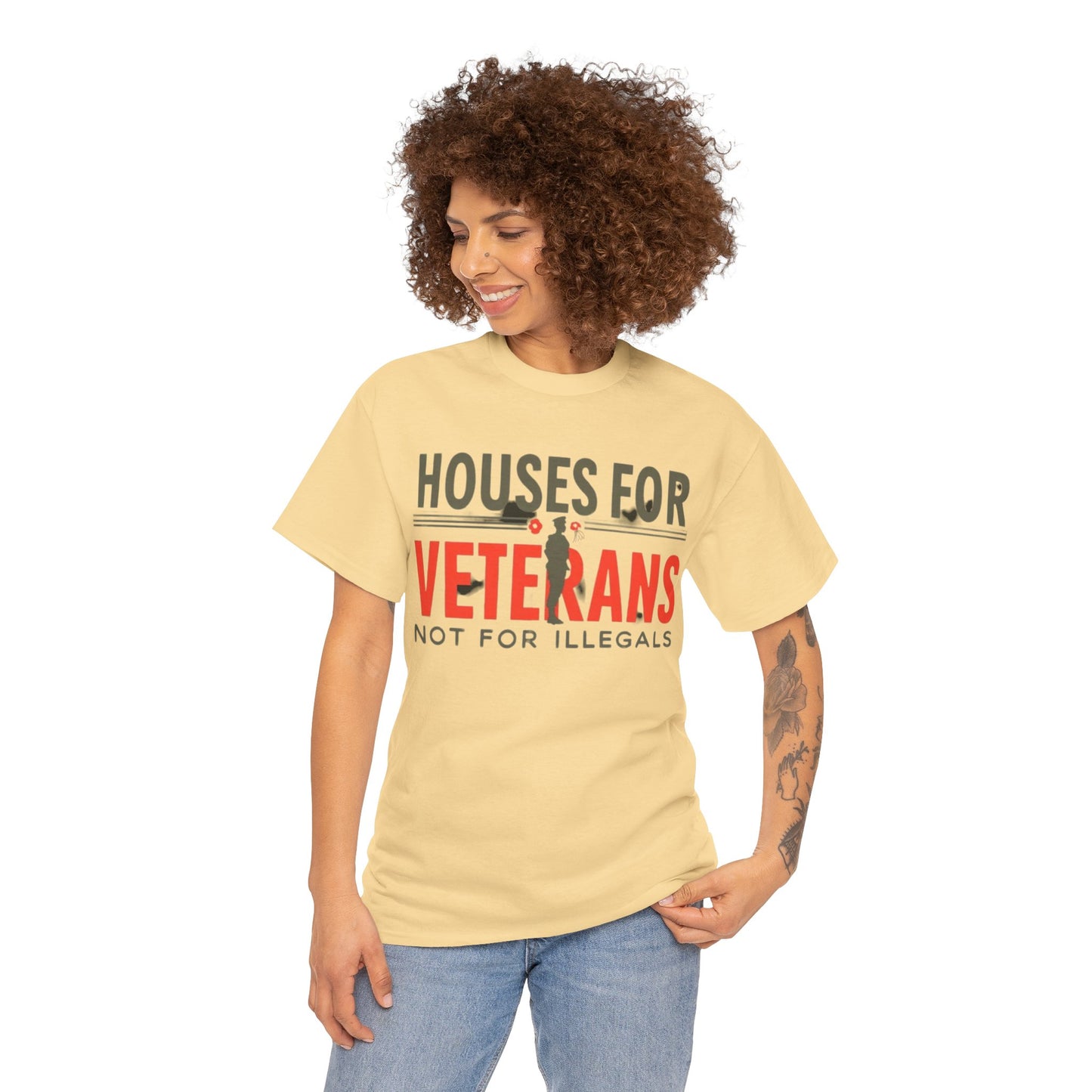 Unisex Heavy Cotton Tee - 'Houses for Veterans not for illegals' Statement Shirt for Supporters, Patriotic Gifts, Veteran Advocacy Apparel, Everyday [...]