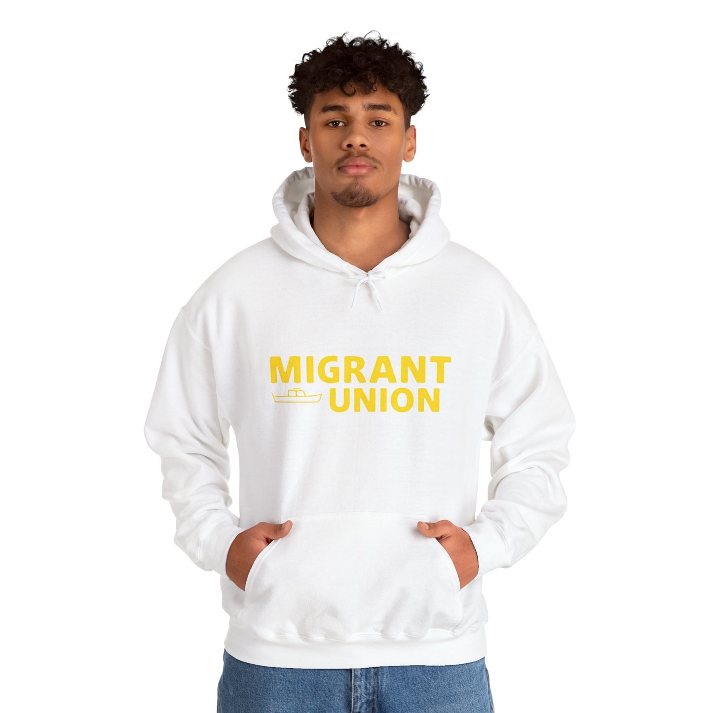 Migrant Union Hooded Sweatshirt, Unisex Sweatshirt, Cozy Layer, Activism Apparel, Streetwear, Gift for Protesters, Conscious Fashion
