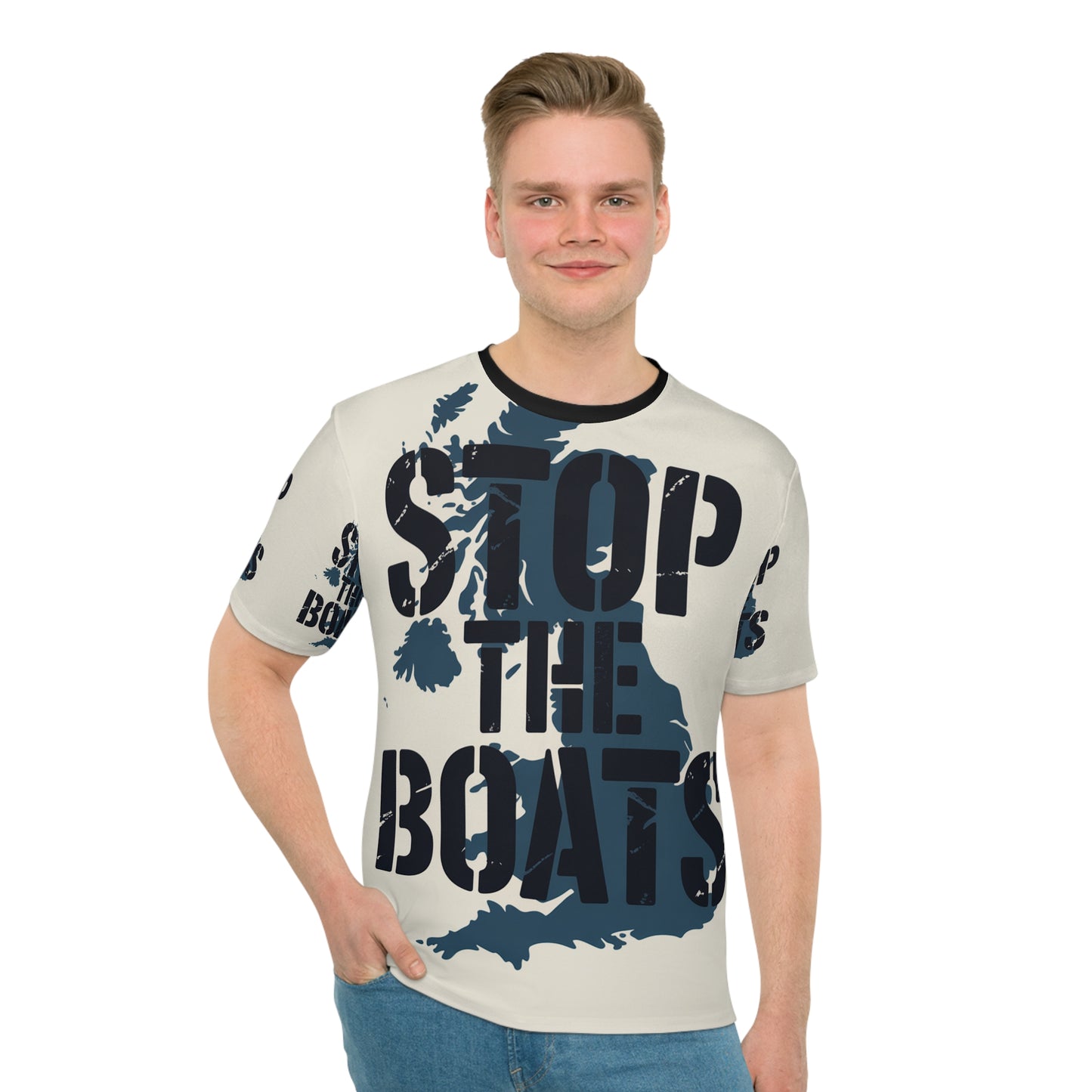 stop the boats Eco-Friendly Men's Loose T-Shirt - "Stop The Boats" Design