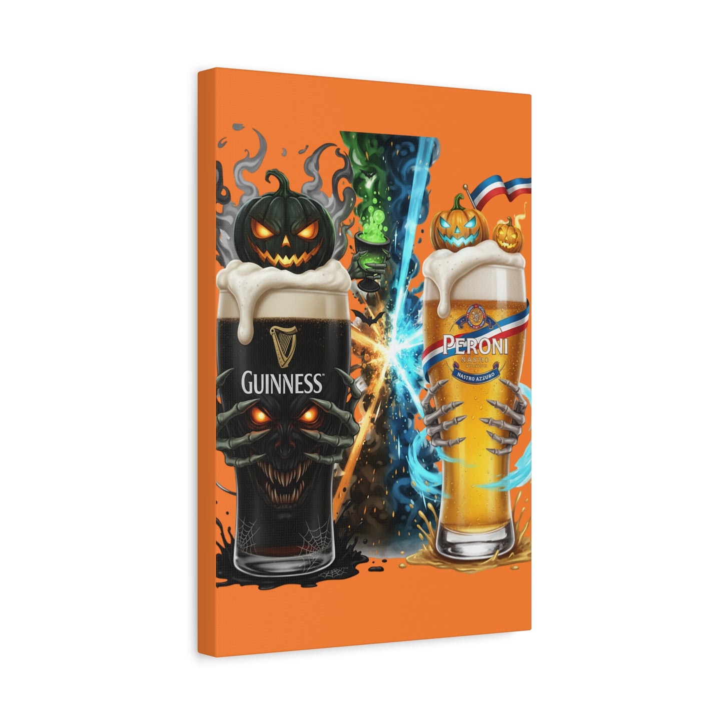 Halloween Guiness Beer Canvas Art Print, Spooky Wall Decor for Pub, Bar, Halloween Party, Unique Gift for Beer Lovers
