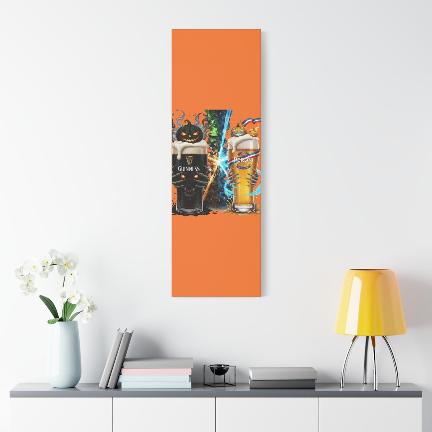 Halloween Guiness Beer Canvas Art Print, Spooky Wall Decor for Pub, Bar, Halloween Party, Unique Gift for Beer Lovers