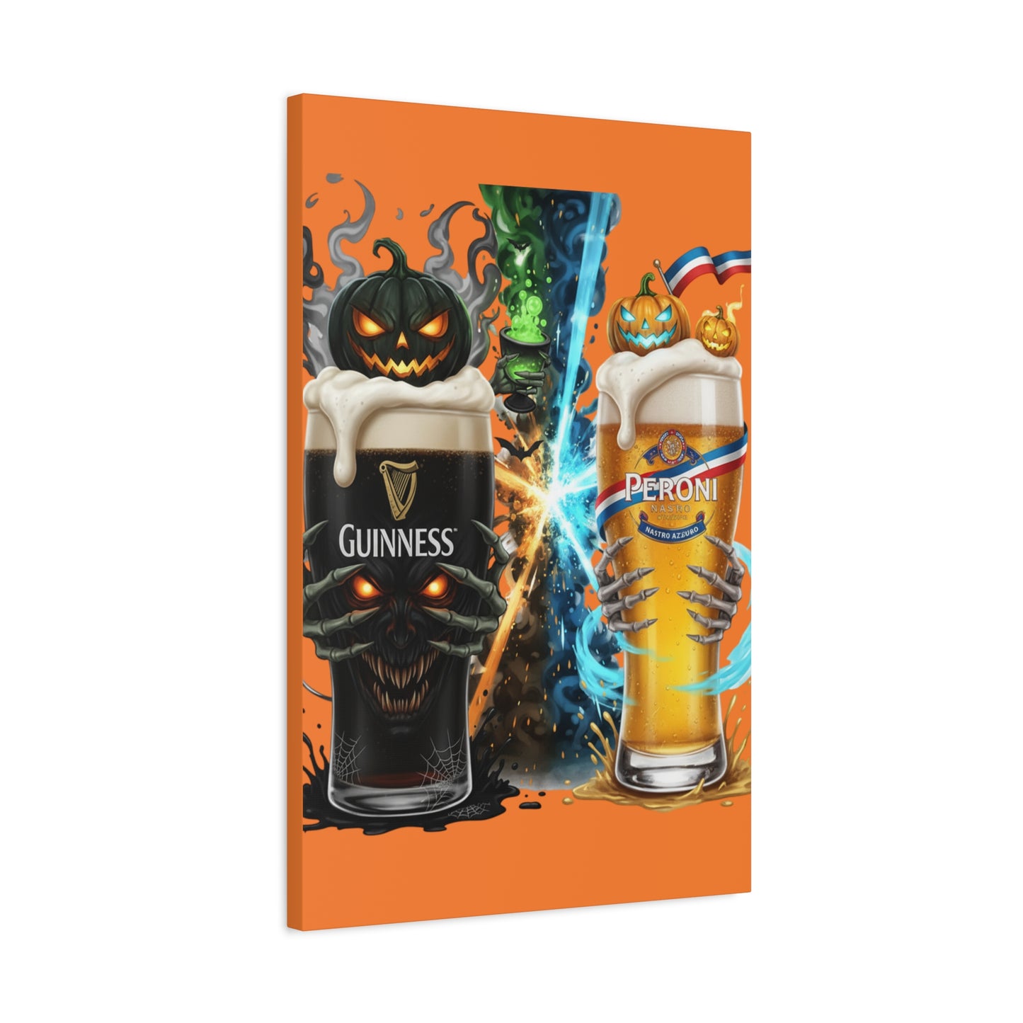 Halloween Guiness Beer Canvas Art Print, Spooky Wall Decor for Pub, Bar, Halloween Party, Unique Gift for Beer Lovers