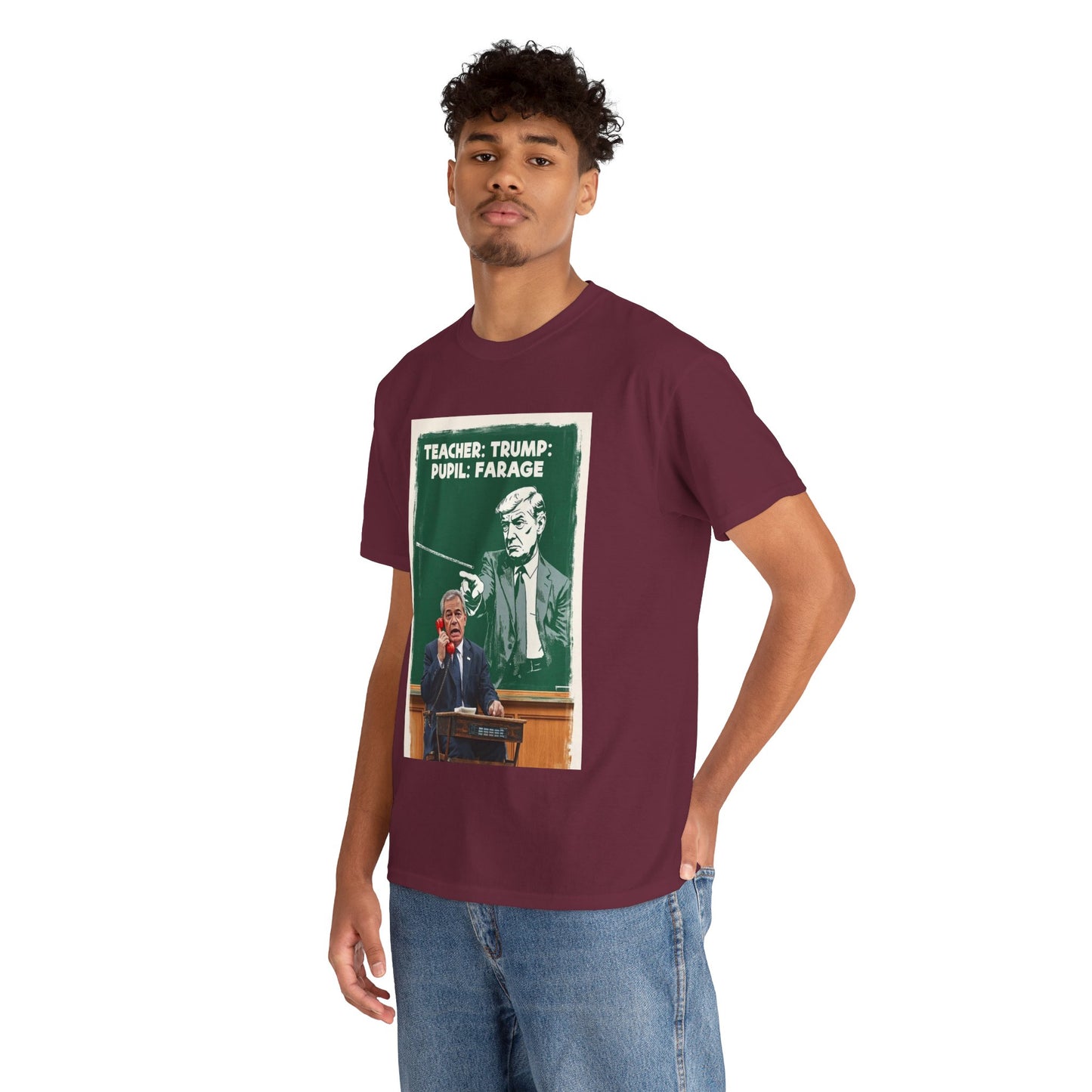 Political Humor Tee: Teacher Trump & Pupil Farage Graphic Shirt