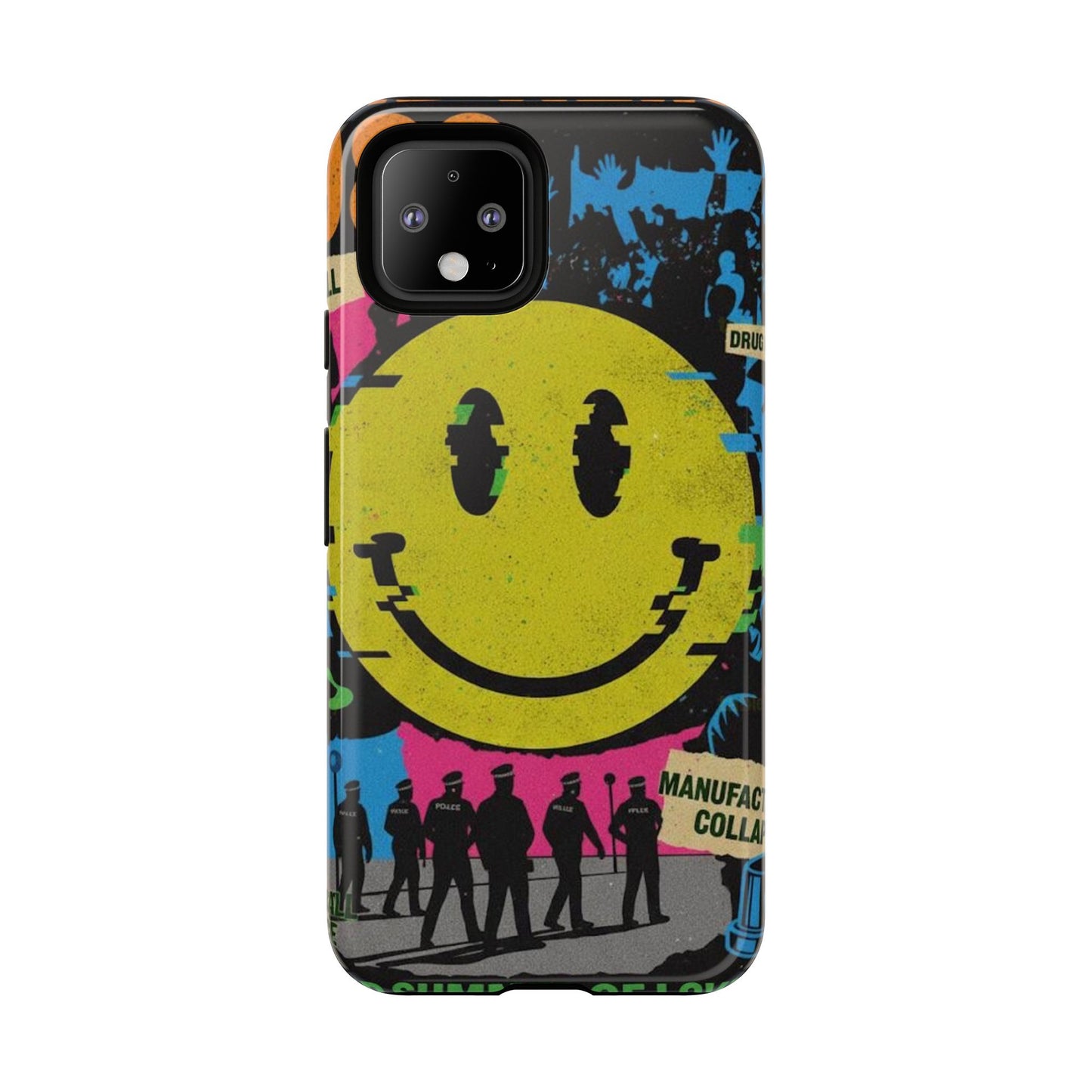 Acid house rave Vibrant iPhone Case, Tough Cases, Smiley Face Phone Cover, Fun Accessory, Colorful Phone Protector, Gift for Teenagers