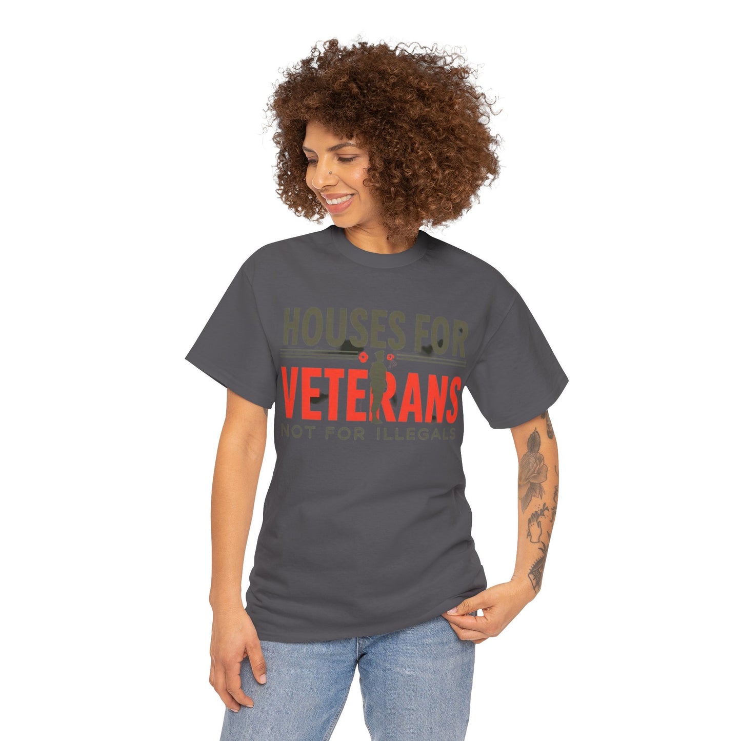 Unisex Heavy Cotton Tee - 'Houses for Veterans not for illegals' Statement Shirt for Supporters, Patriotic Gifts, Veteran Advocacy Apparel, Everyday [...]