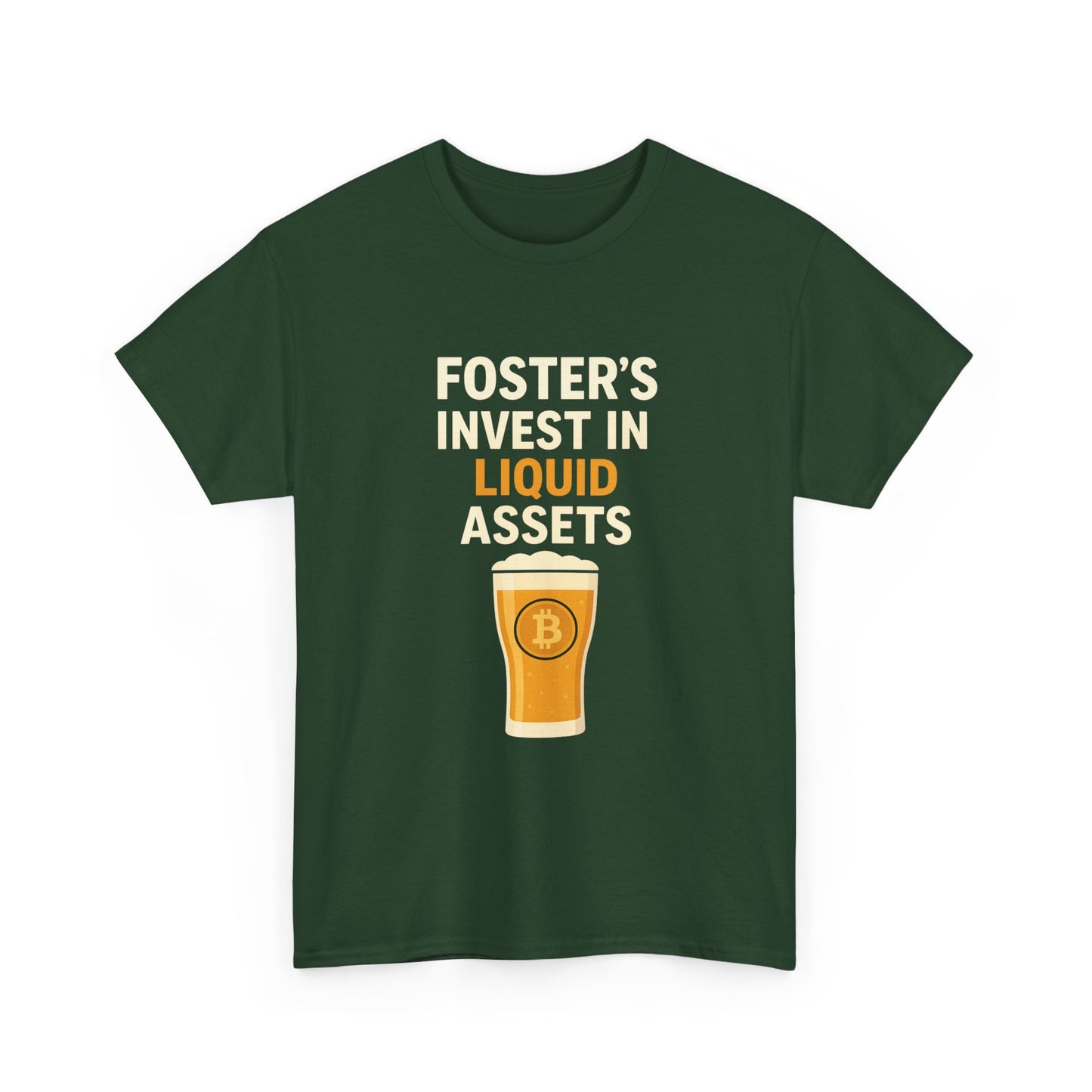 Bitcoin fosters - Invest in Liquid Assets Tee, Funny T-Shirt, Gift for Beer Lovers, Unisex Cotton Tee, Perfect for Parties, Casual Wear