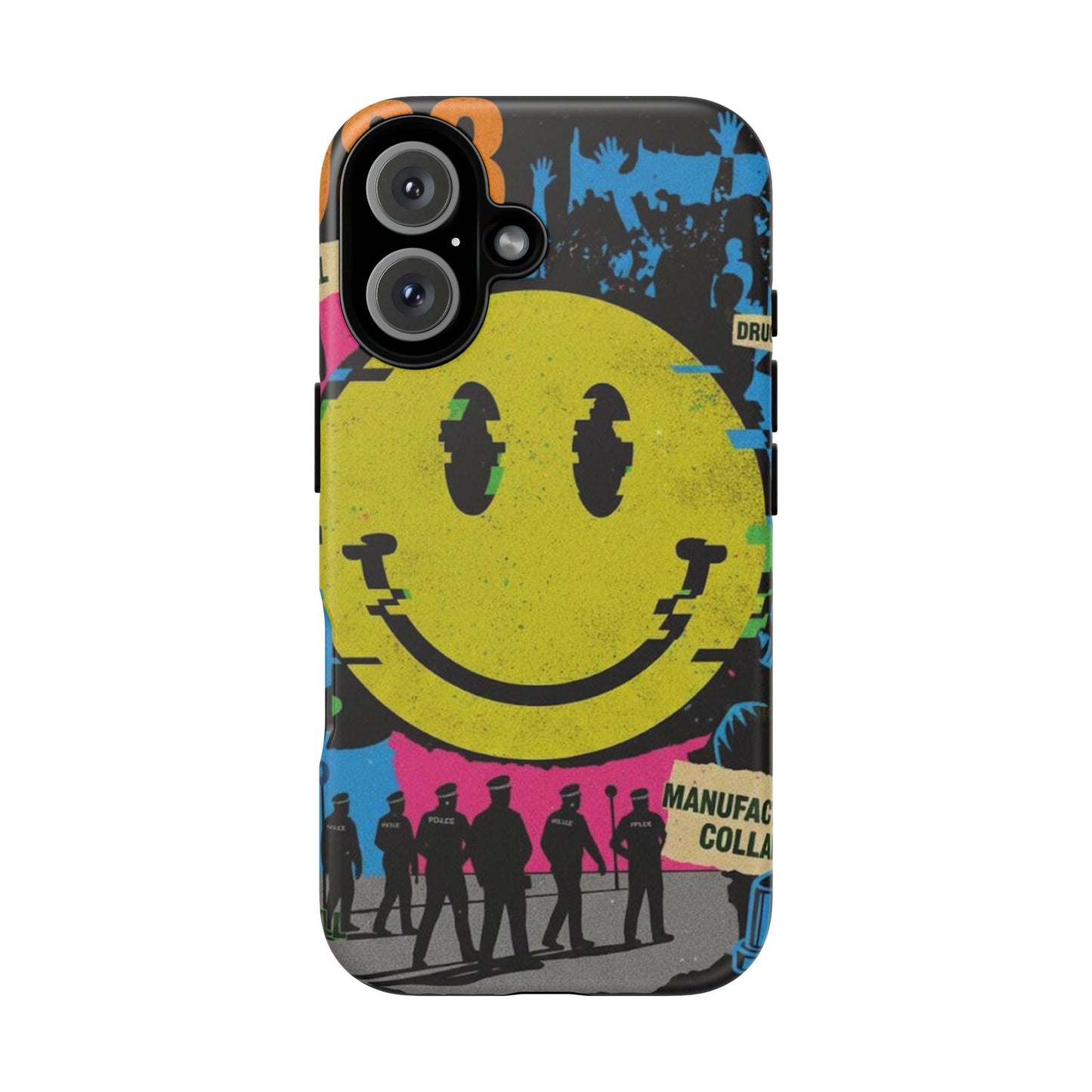Acid house rave Vibrant iPhone Case, Tough Cases, Smiley Face Phone Cover, Fun Accessory, Colorful Phone Protector, Gift for Teenagers