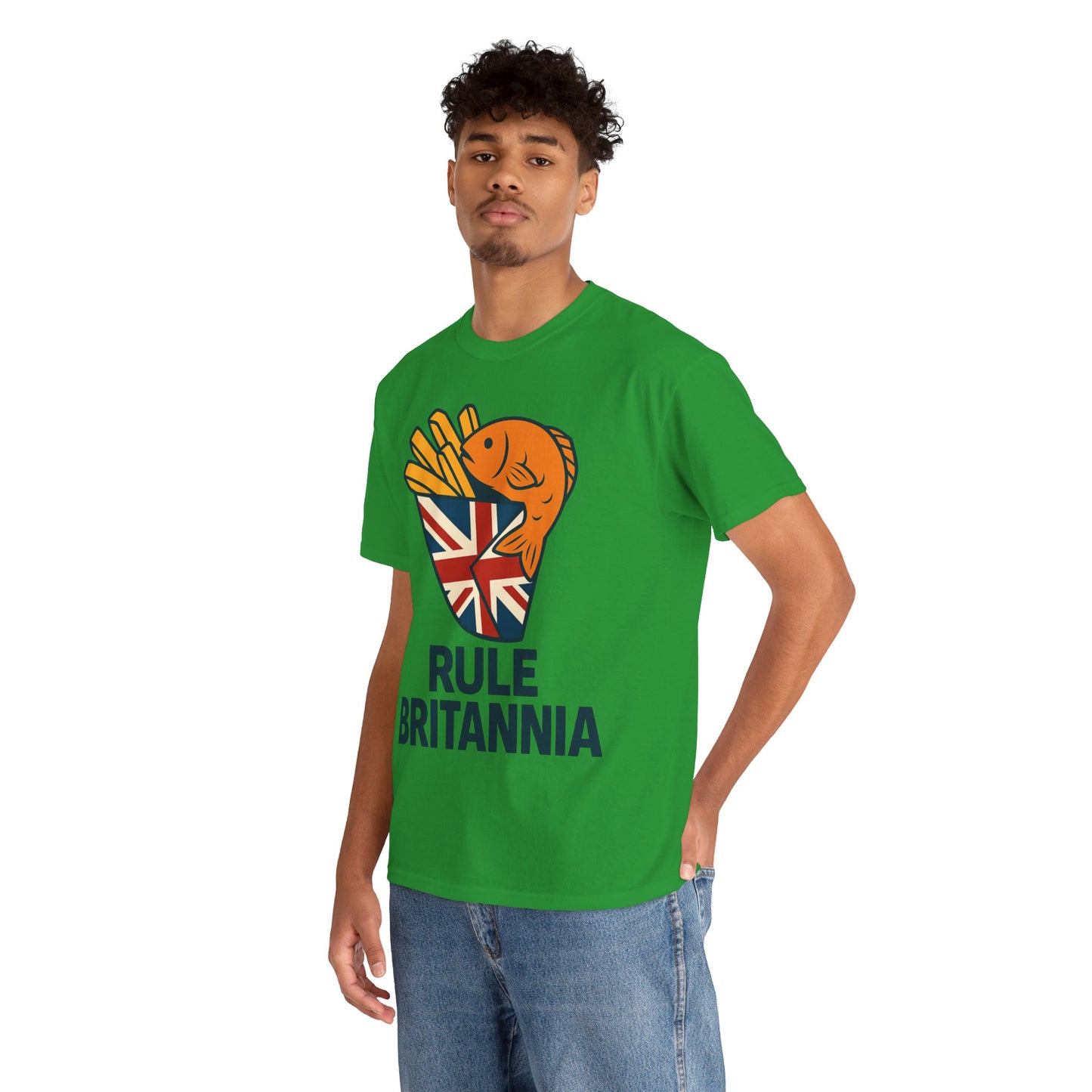 Fish & chips inspired Graphic Tee, Rule Britannia, Unisex Cotton T-Shirt, Casual Wear, Gift for Fish Lovers, Fun British Humor Shirt