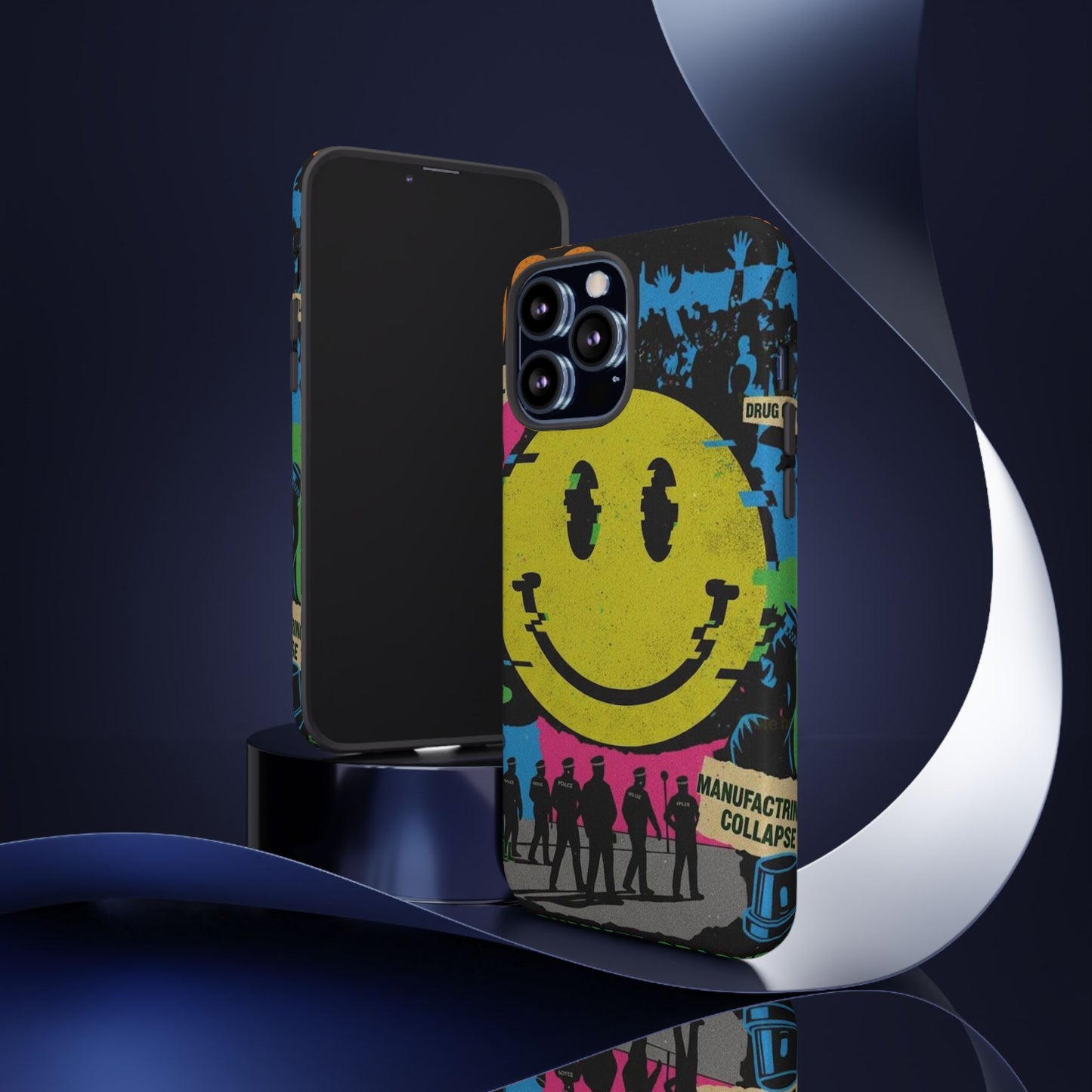 Acid house rave Vibrant iPhone Case, Tough Cases, Smiley Face Phone Cover, Fun Accessory, Colorful Phone Protector, Gift for Teenagers
