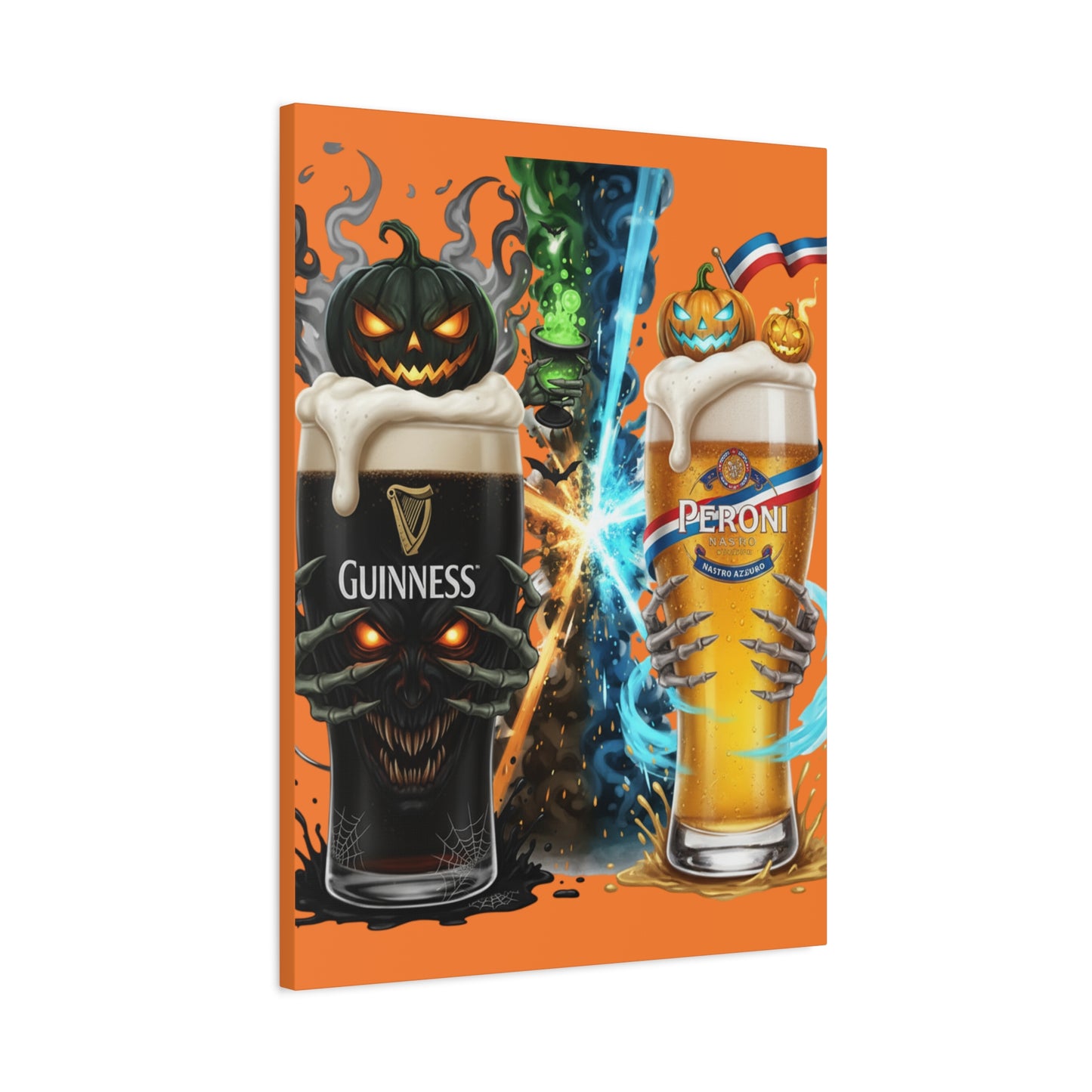 Halloween Guiness Beer Canvas Art Print, Spooky Wall Decor for Pub, Bar, Halloween Party, Unique Gift for Beer Lovers