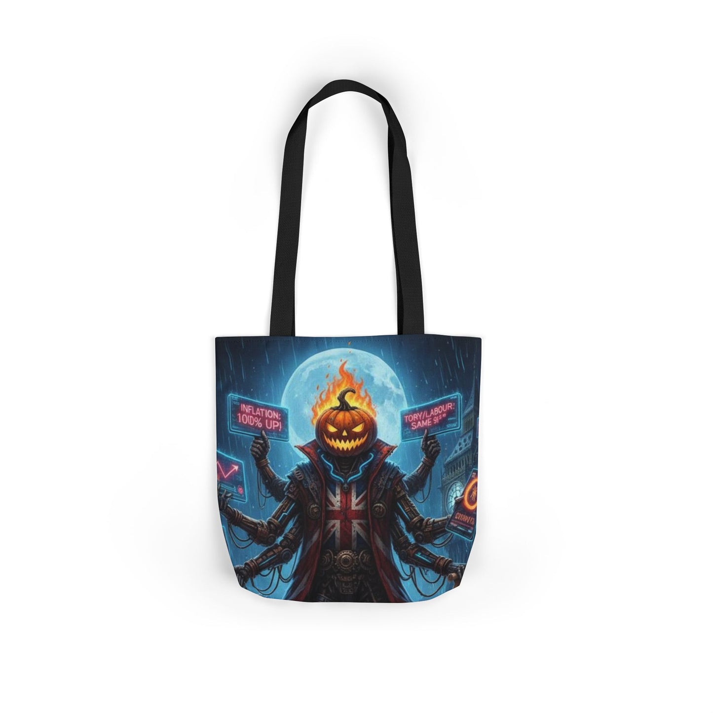 British Halloween Pumpkin Tote Bag, Spooky Grocery Bag, Trick or Treat Bag, Fall Fashion, Reusable Shopping Tote