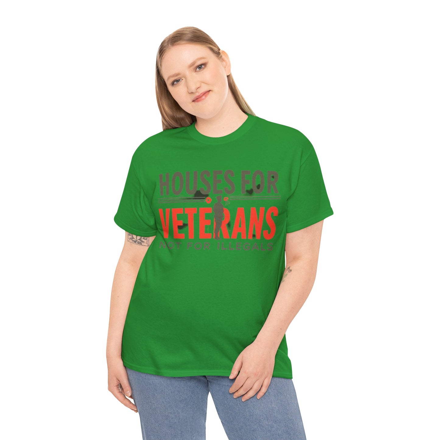 Unisex Heavy Cotton Tee - 'Houses for Veterans not for illegals' Statement Shirt for Supporters, Patriotic Gifts, Veteran Advocacy Apparel, Everyday [...]